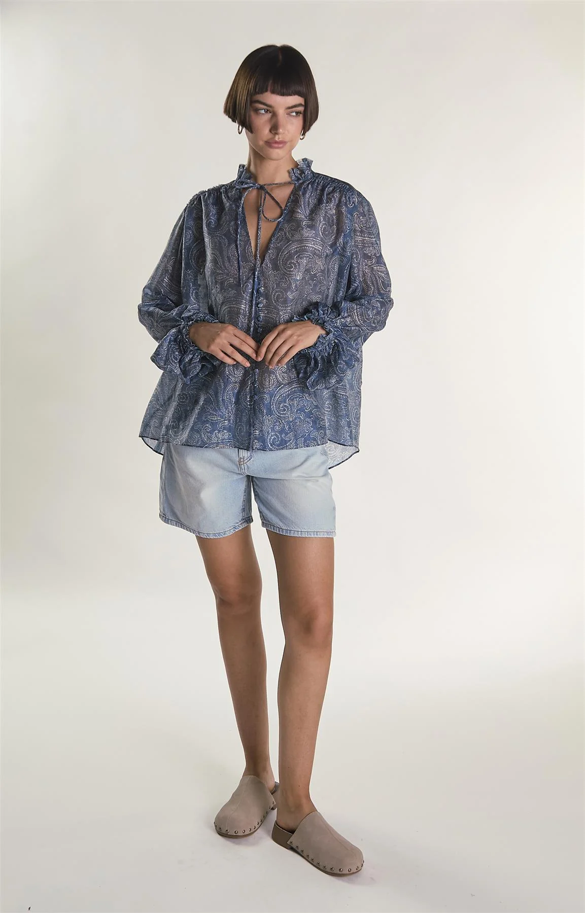 Blue Paisley Chiffon Blouse - Image 2
