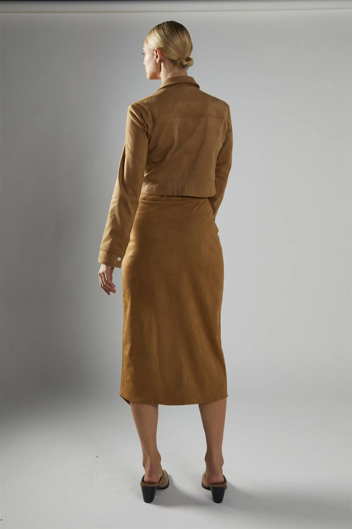 Angled Hem Midi Wrap Skirt - Camel - Image 2