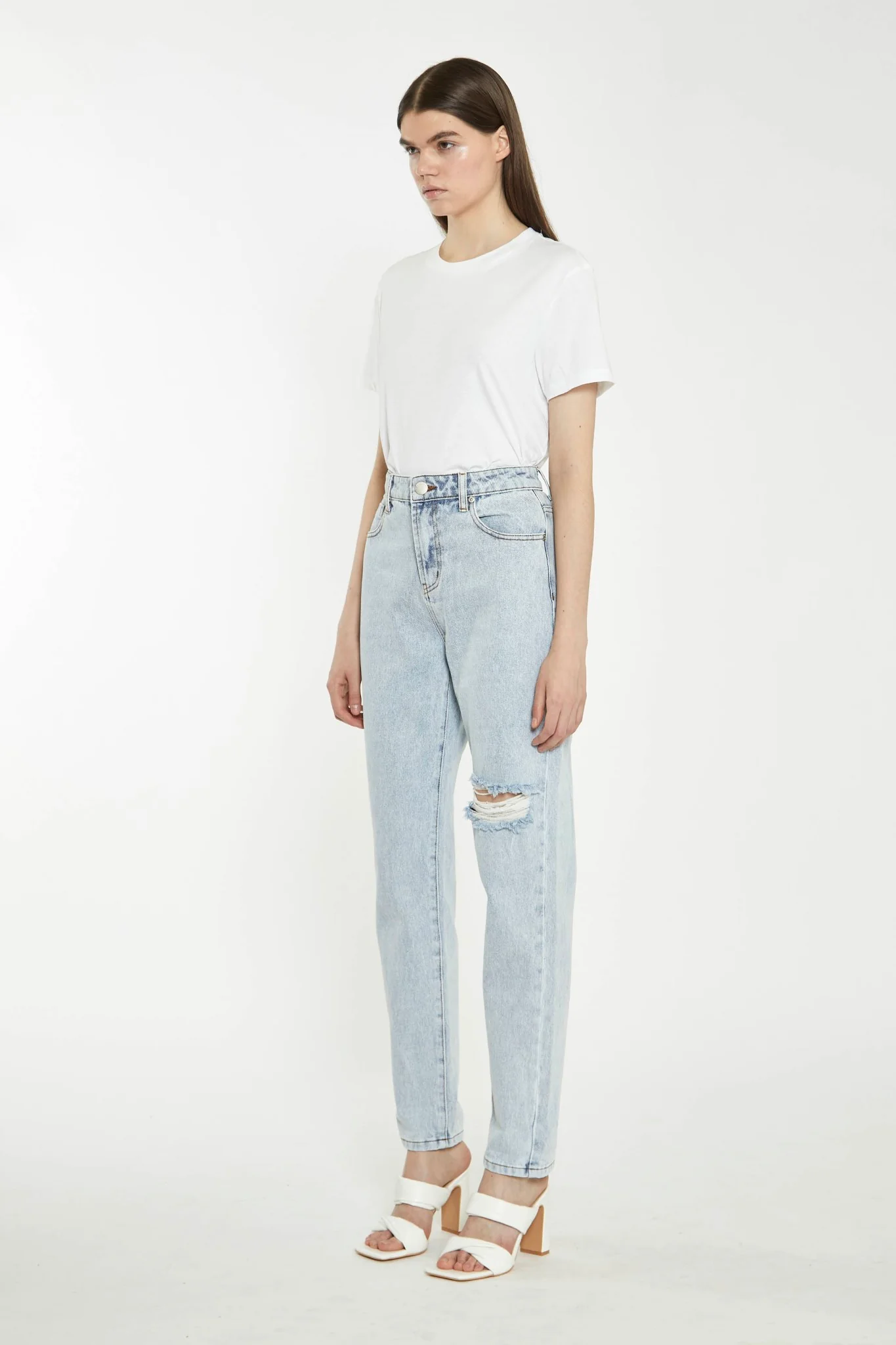 Antique Bleach Distressed Mom Jeans - Image 3