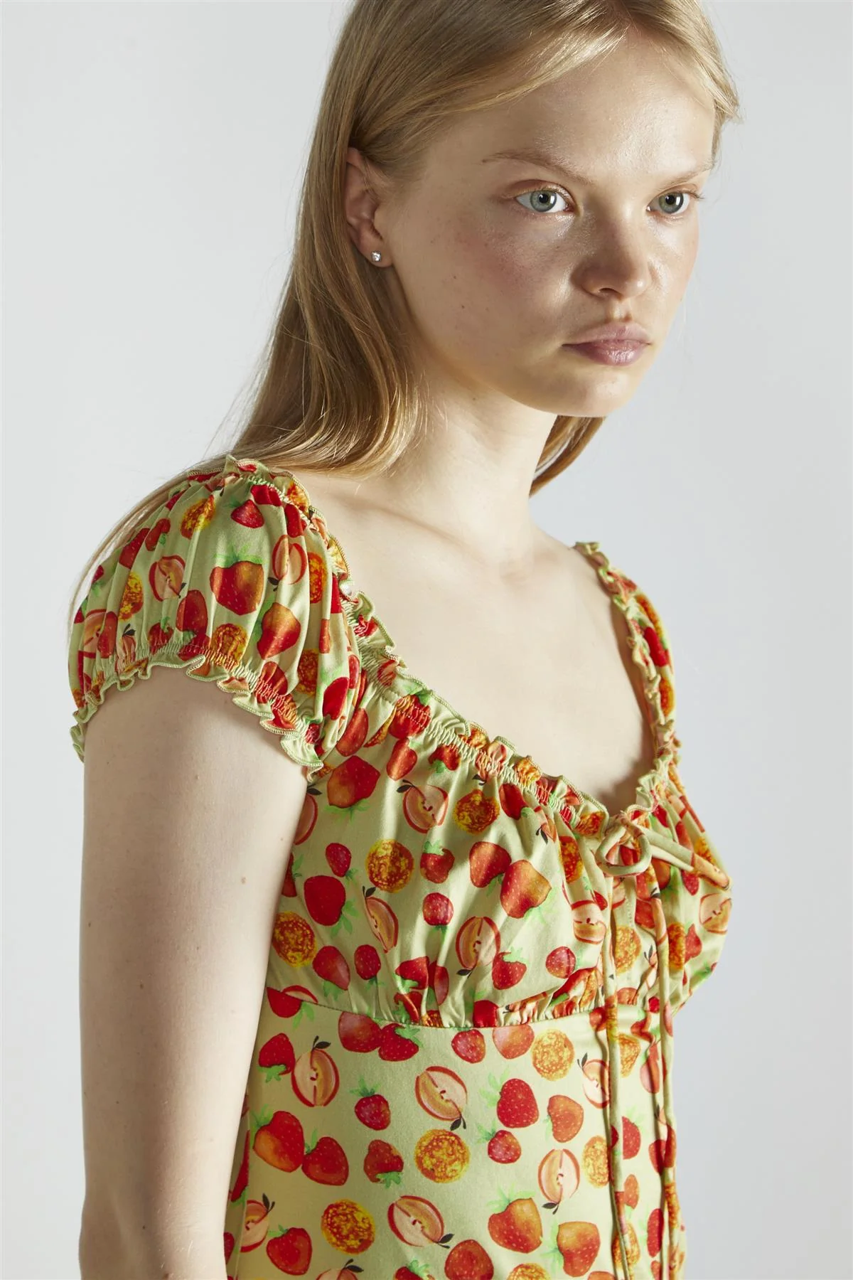 Apple-Green-Fruit Short-Sleeve-A-Line Mini-Dress - Image 4