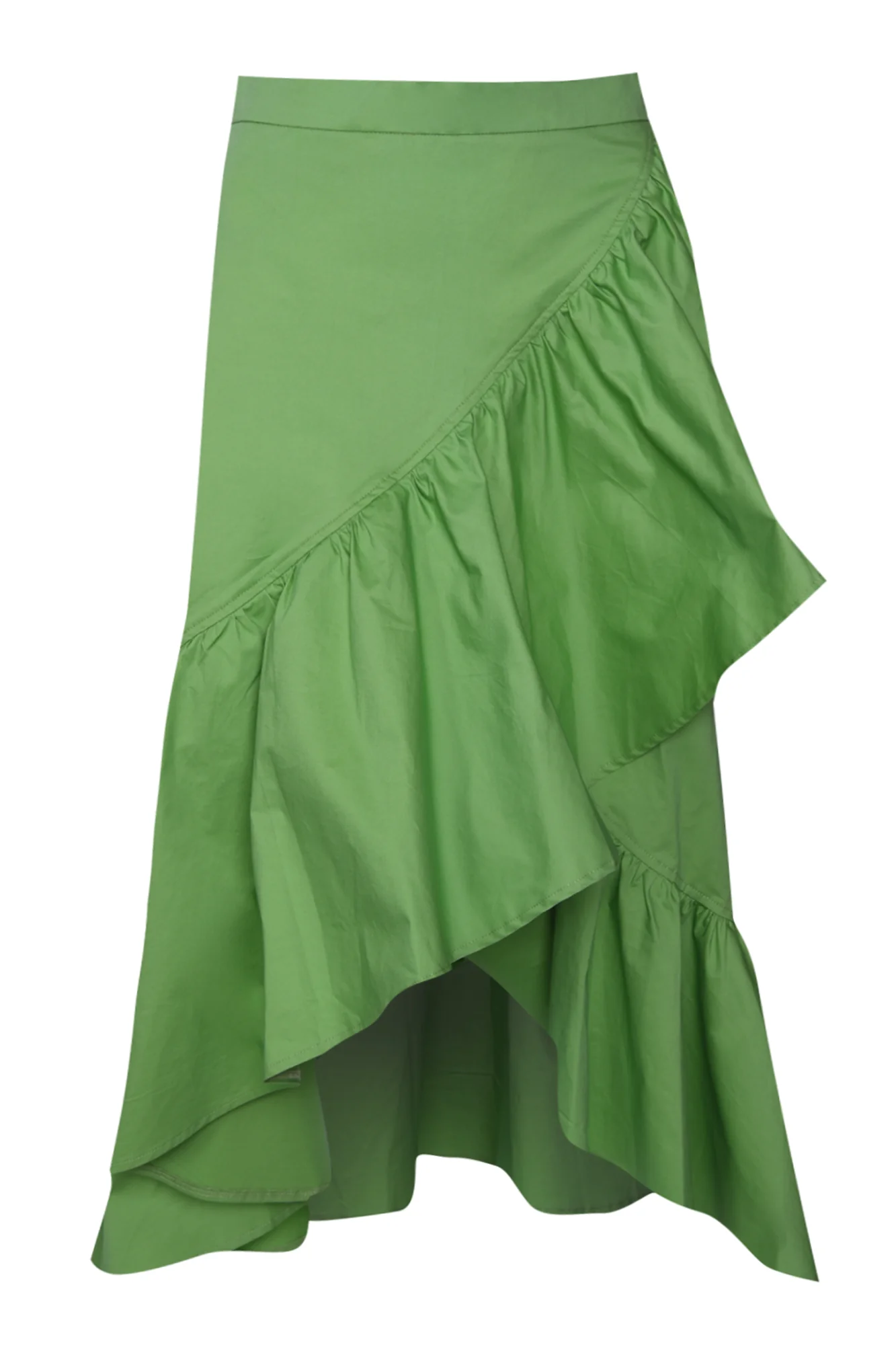 Apple Green Ruffle Detail Midi Skirt - Image 3