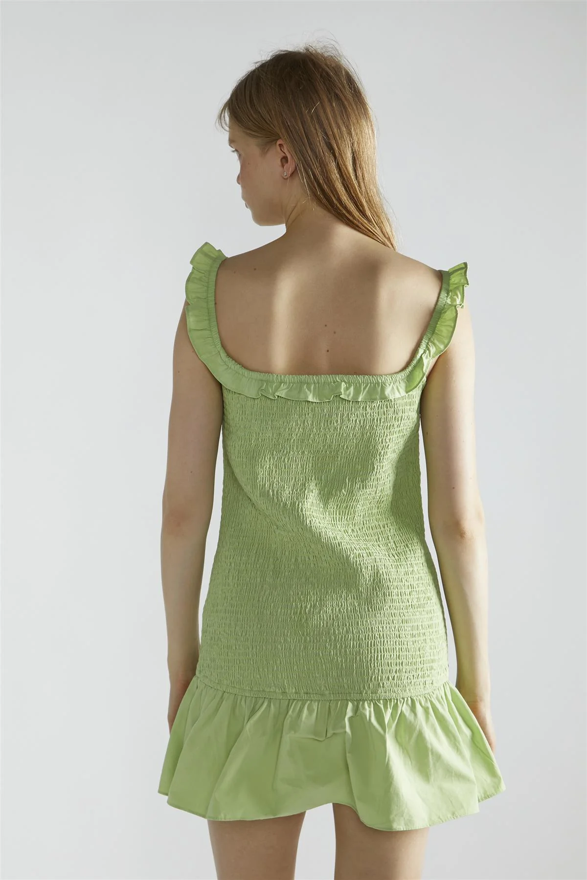 Apple-Green Square-Neck-Bodycon Mini-Dress - Image 2