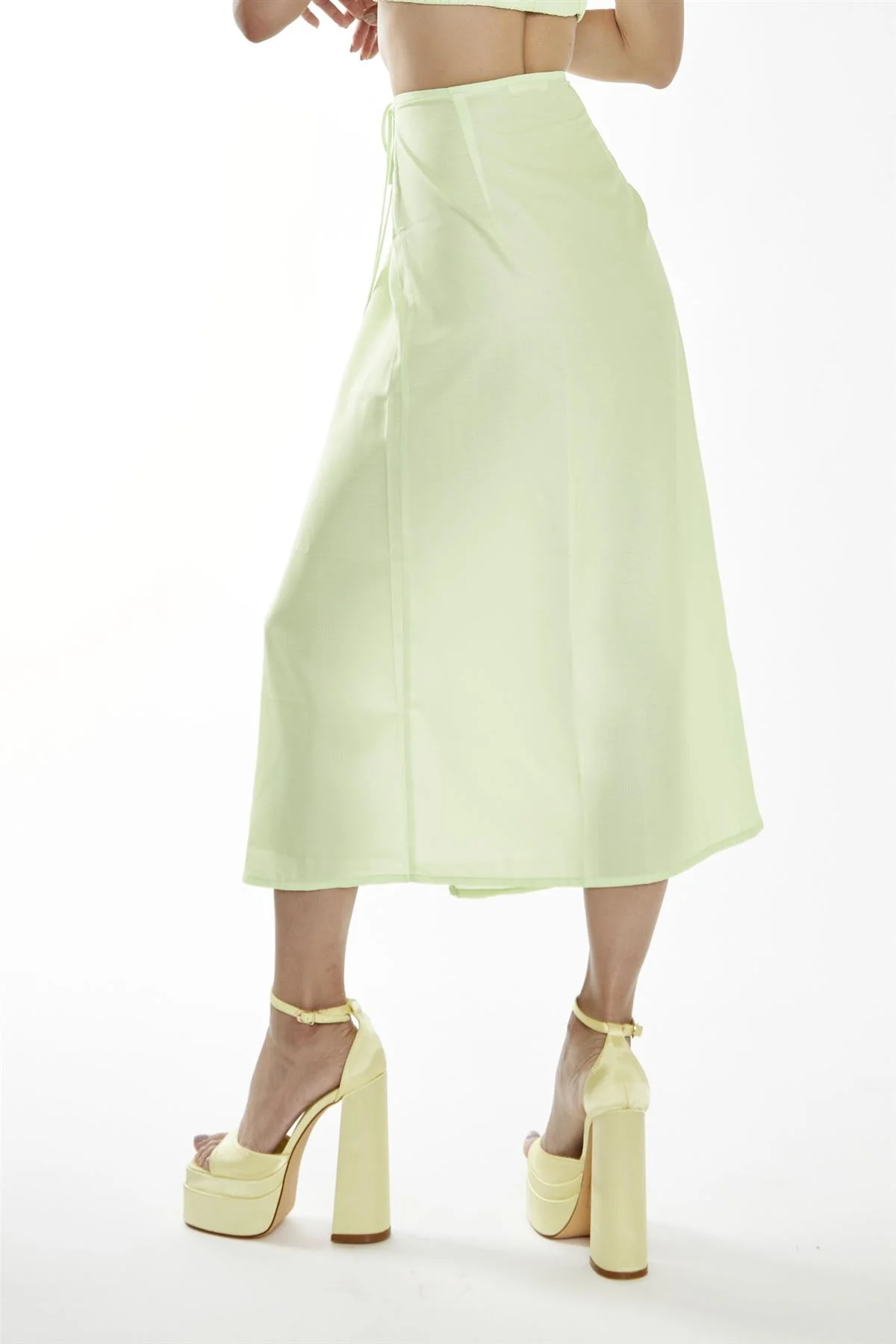 Apple-Green Wrap Midi-Skirt - Image 2