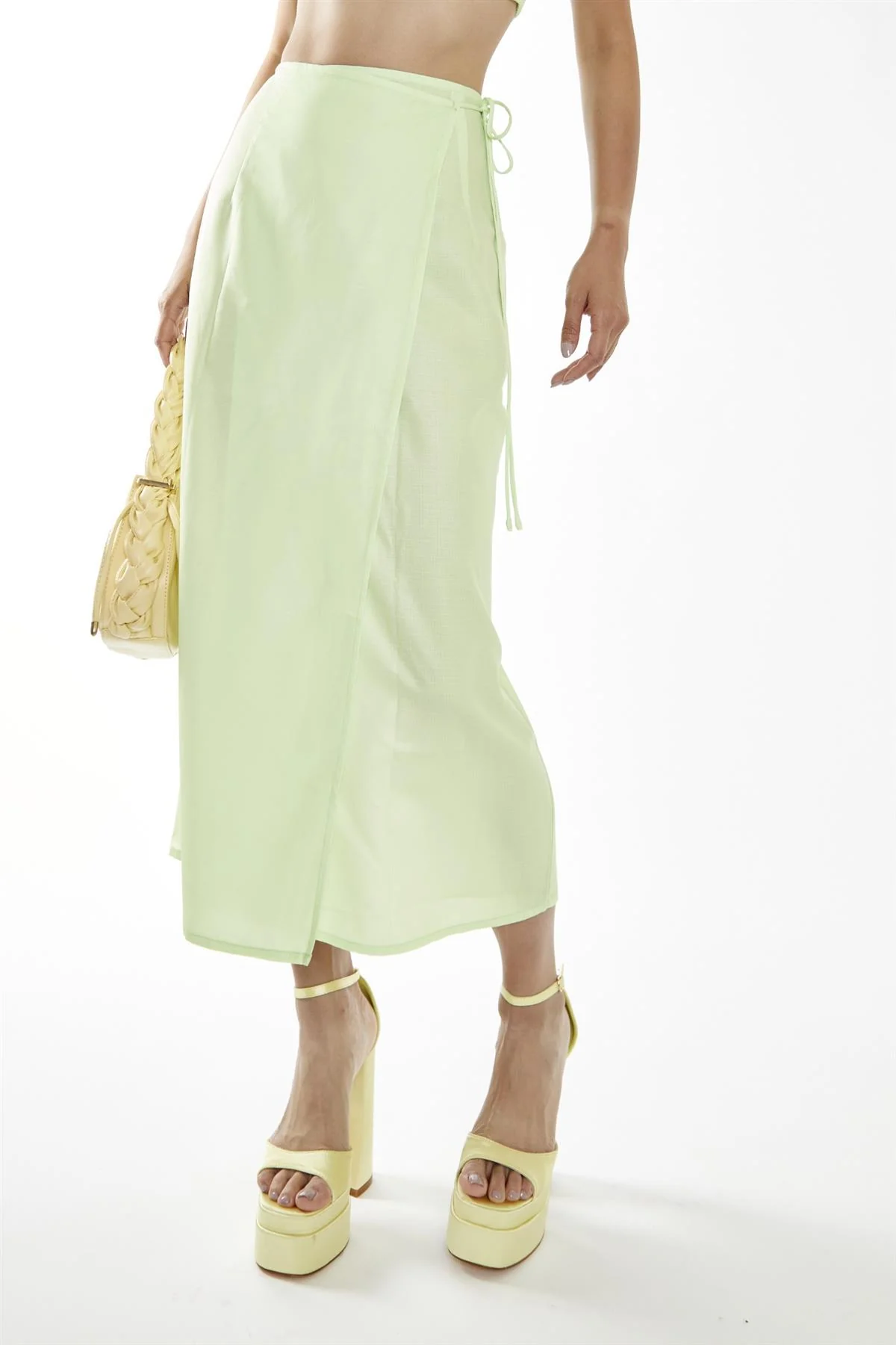 Apple-Green Wrap Midi-Skirt - Image 3