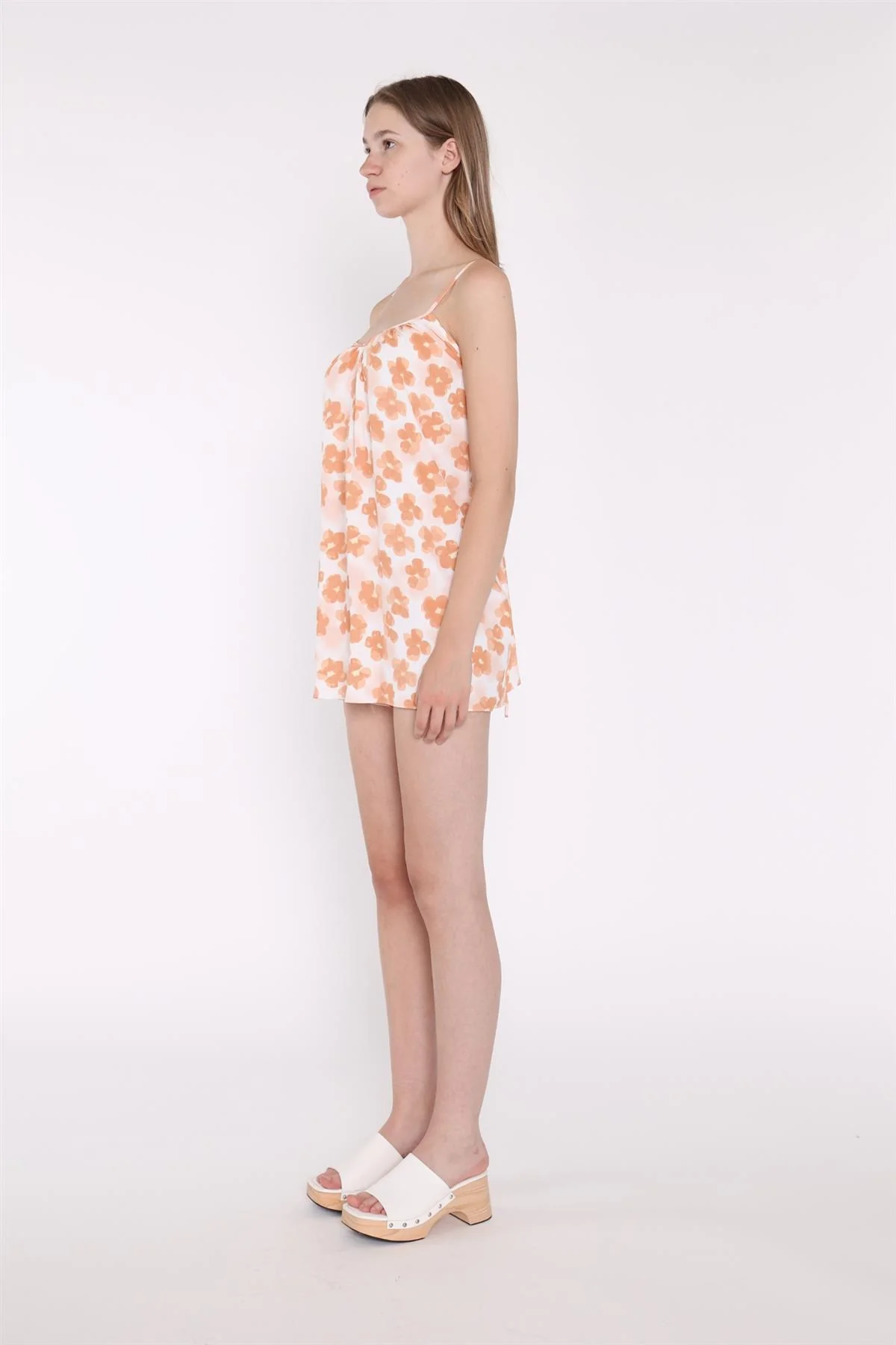 Apricot Blurred-Flower Strappy Loose-Fit-Playsuit - Image 4