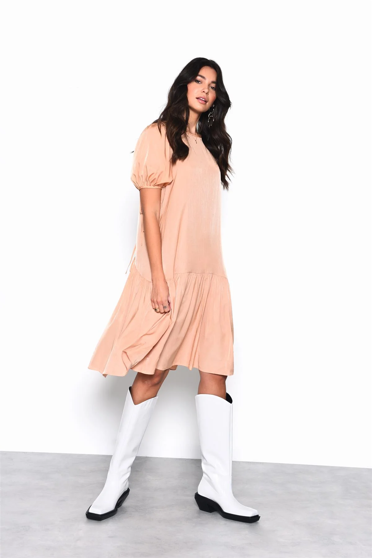 Apricot Drop-Waist Midi-Dress - Image 3