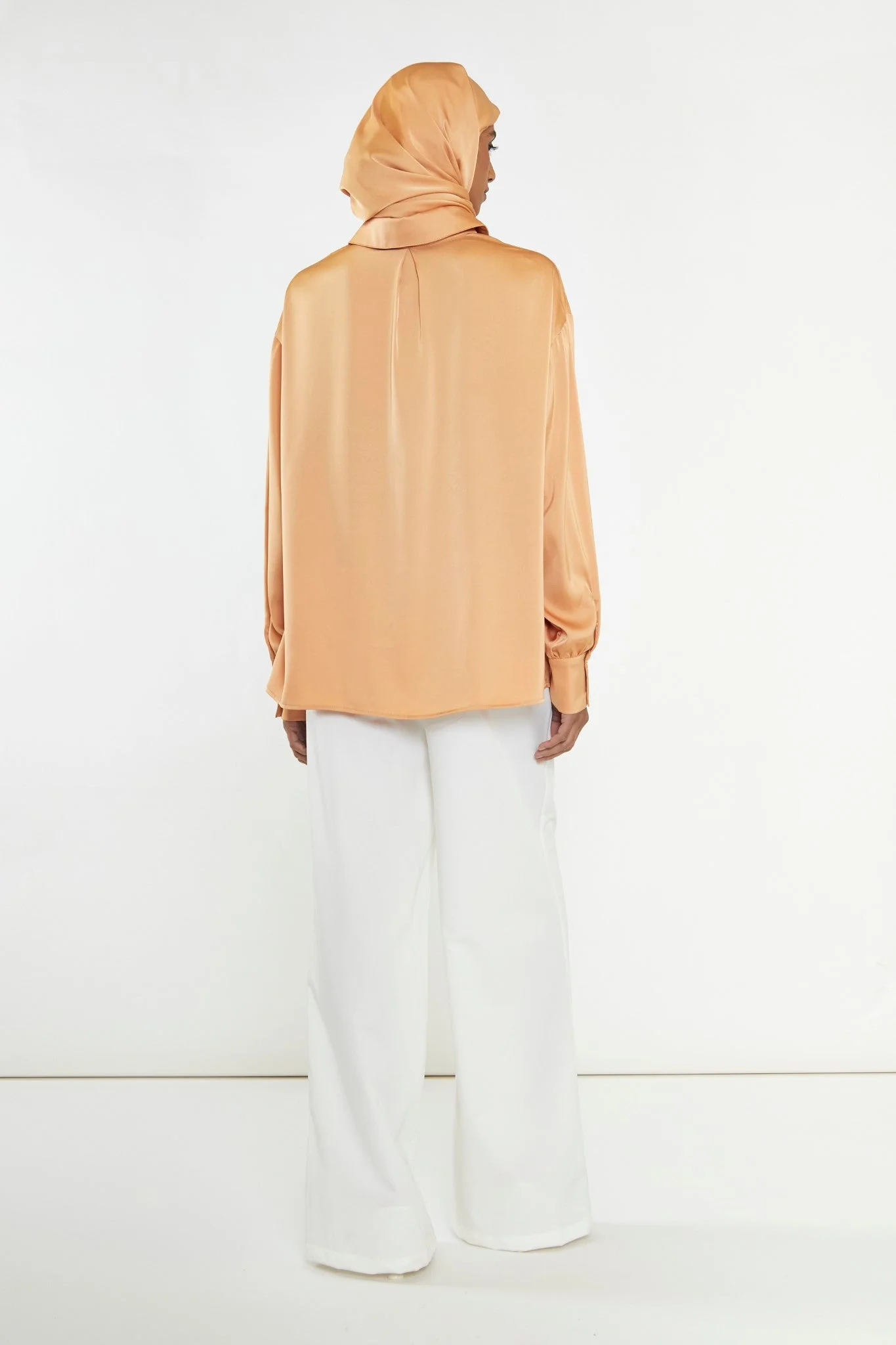 Apricot Satin Long Sleeve Shirt - Image 2