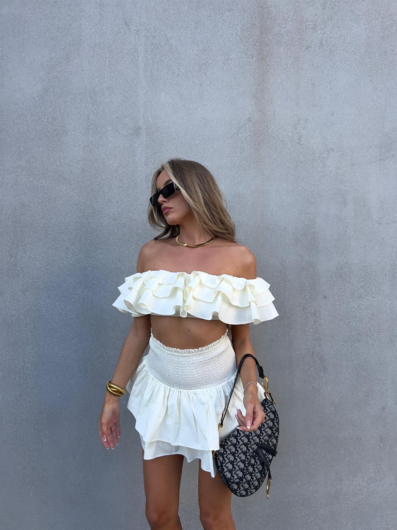 Arabella Co-ord RaRa Mini Skirt -Cream - Image 3