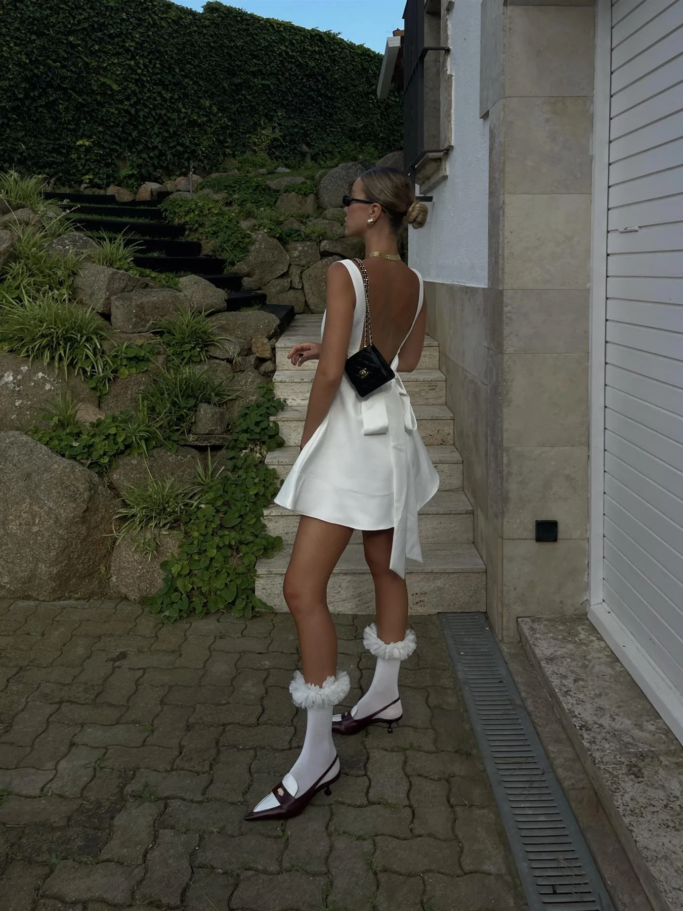 Arianna Bow-Back Mini-Dress -White - Image 5