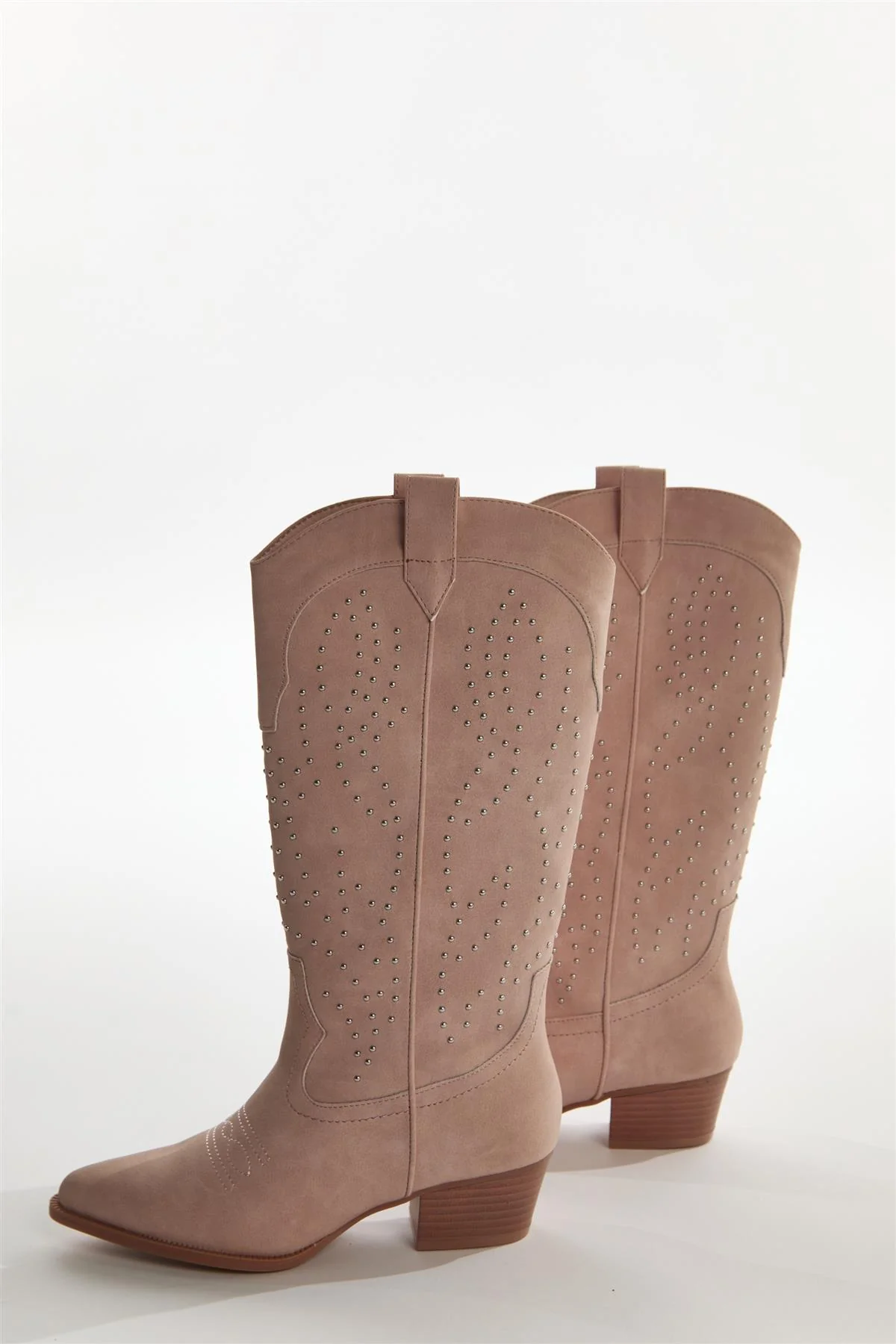 Baby Pink Studded Cowboy Knee High Boots - Image 4