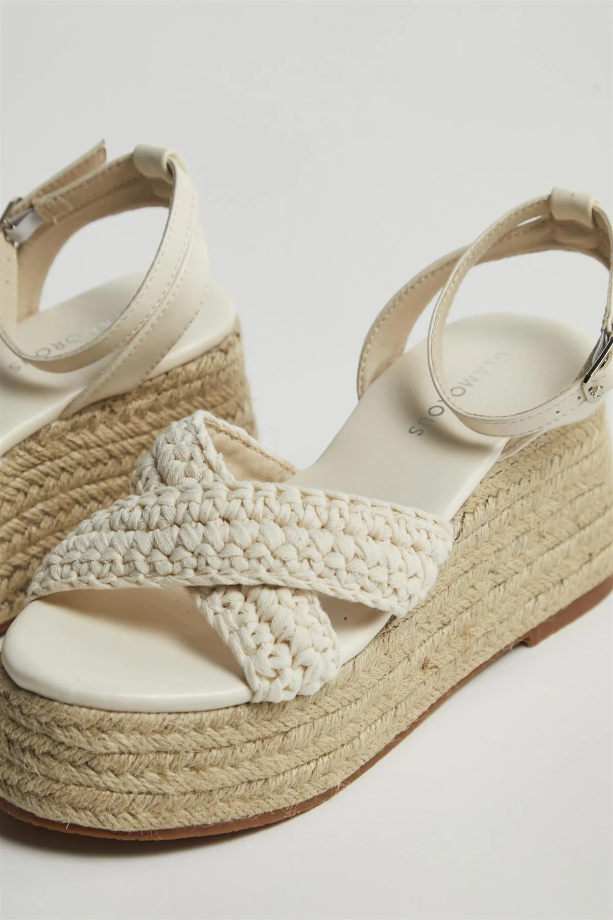 Beige-Crochet Espadrilles Platform-Wedges - Image 2