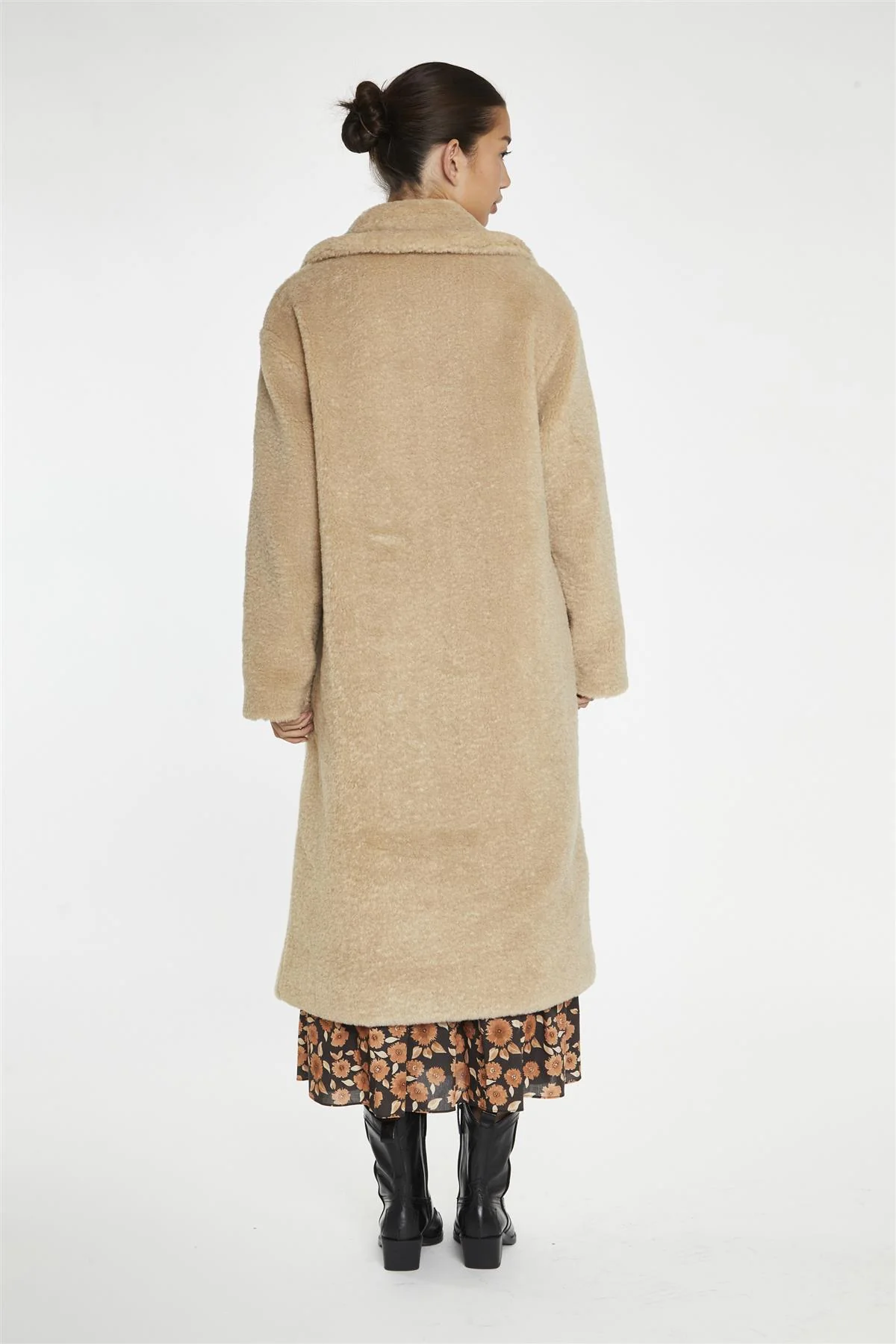 Beige Teddy-Fur Longline-Coat - Image 2