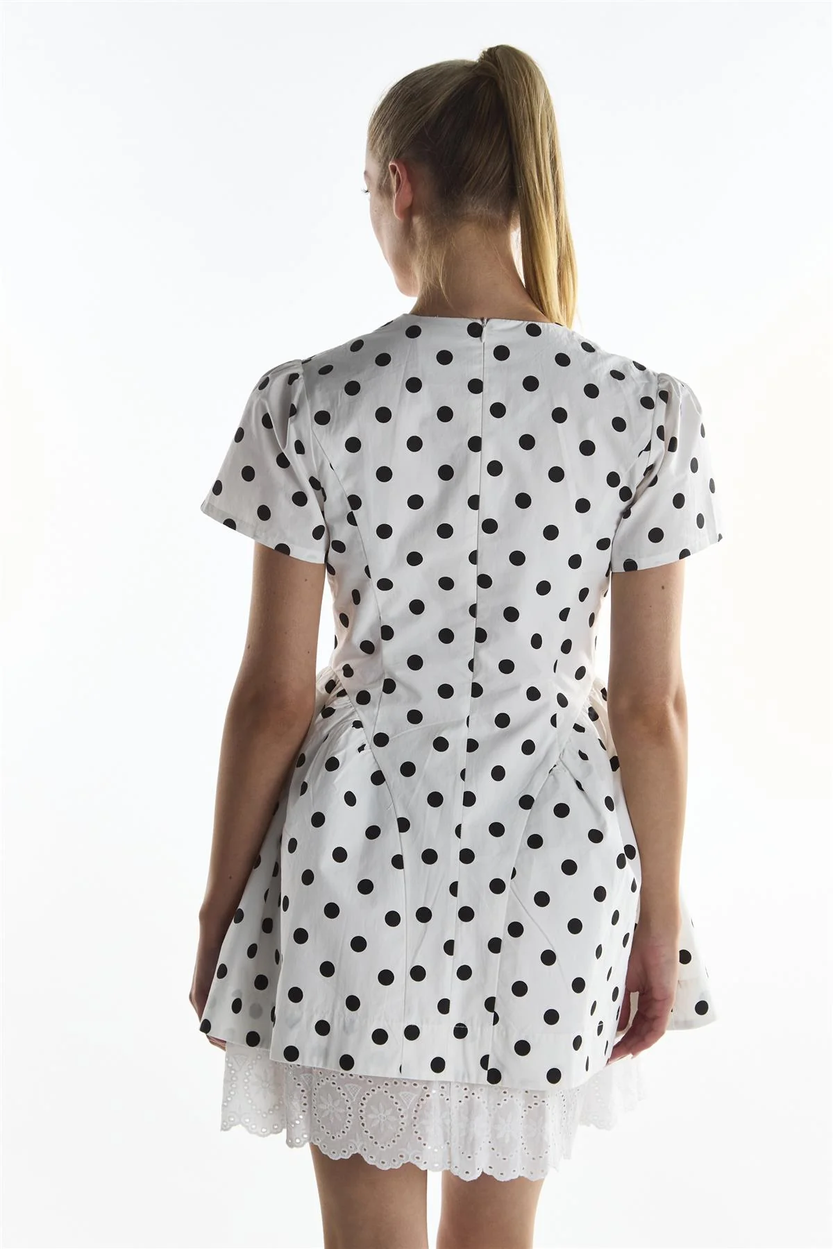 Big White Spot Corset Mini Skater Dress - Image 2