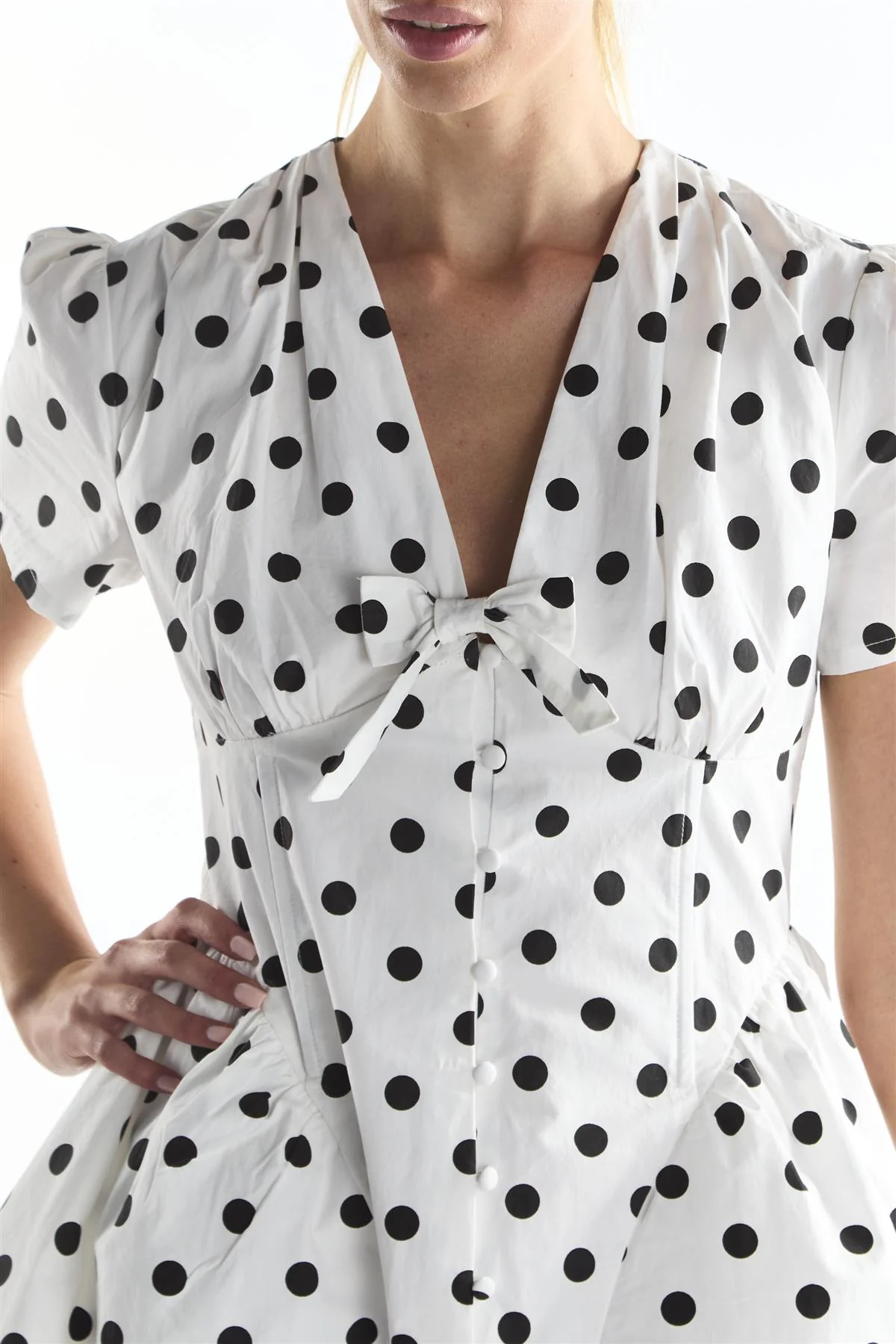 Big White Spot Corset Mini Skater Dress - Image 4