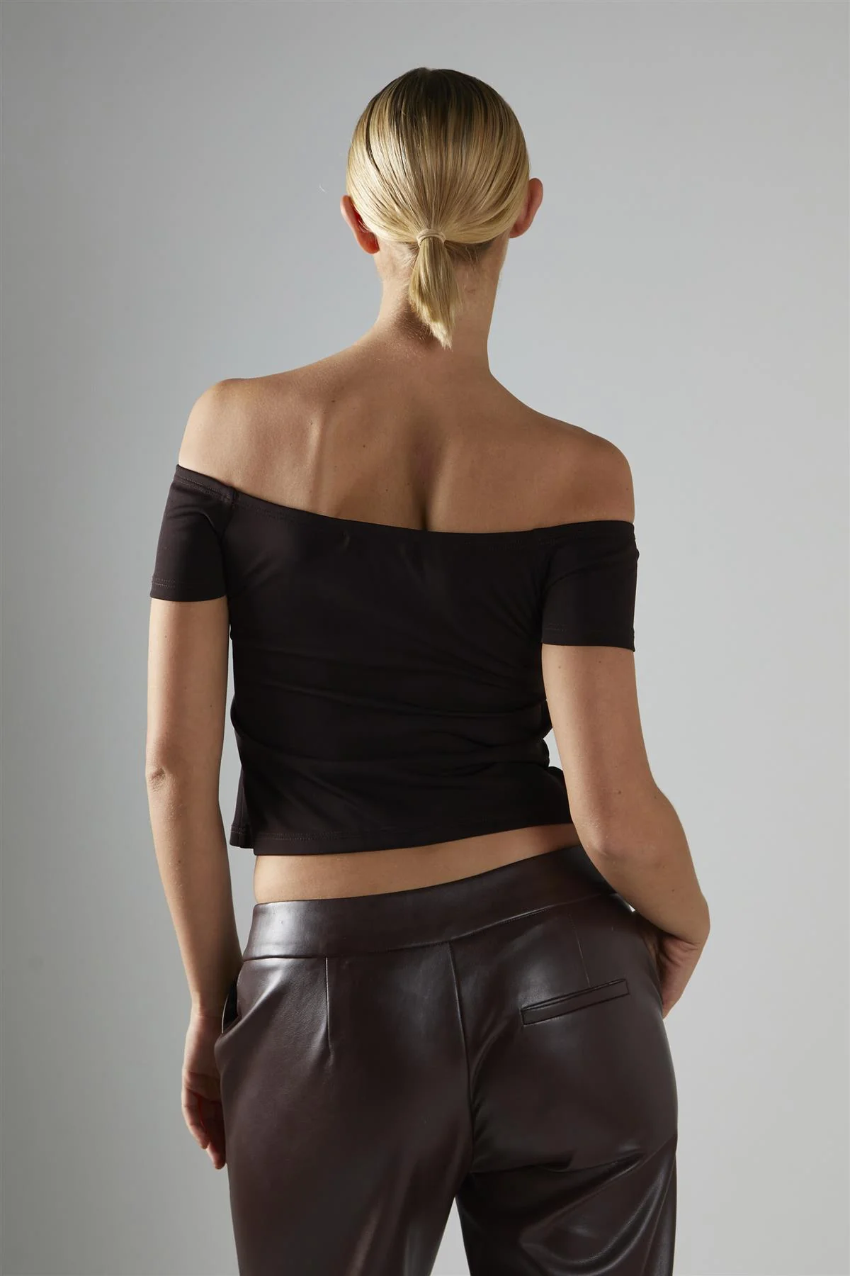 Bitter-Chocolate Bardot Top - Image 2