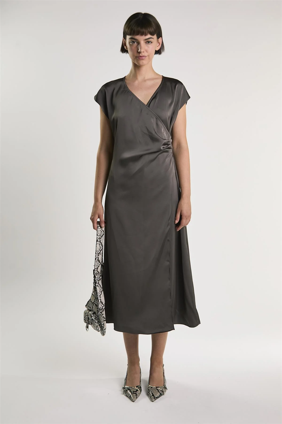 Bitter Chocolate Midi Wrap Dress