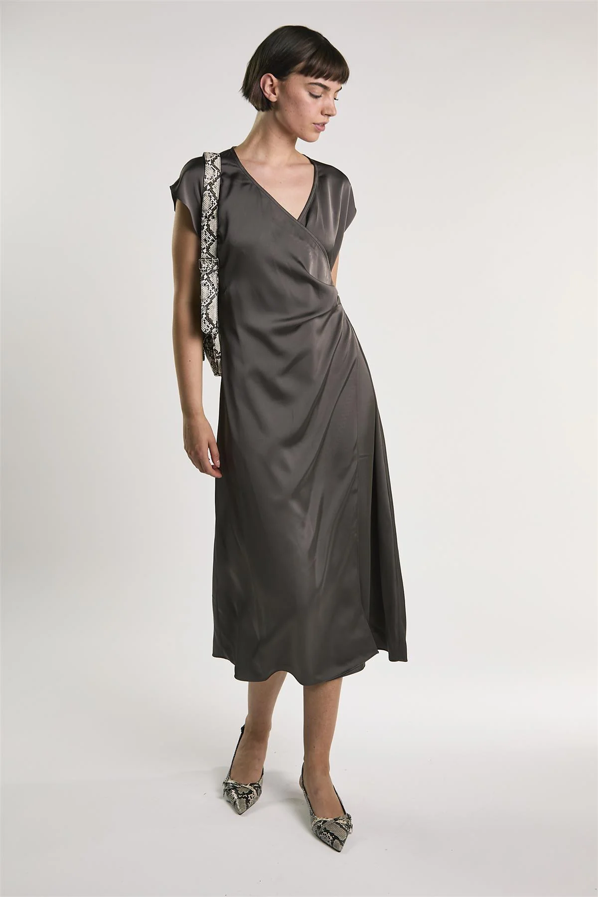 Bitter Chocolate Midi Wrap Dress - Image 2