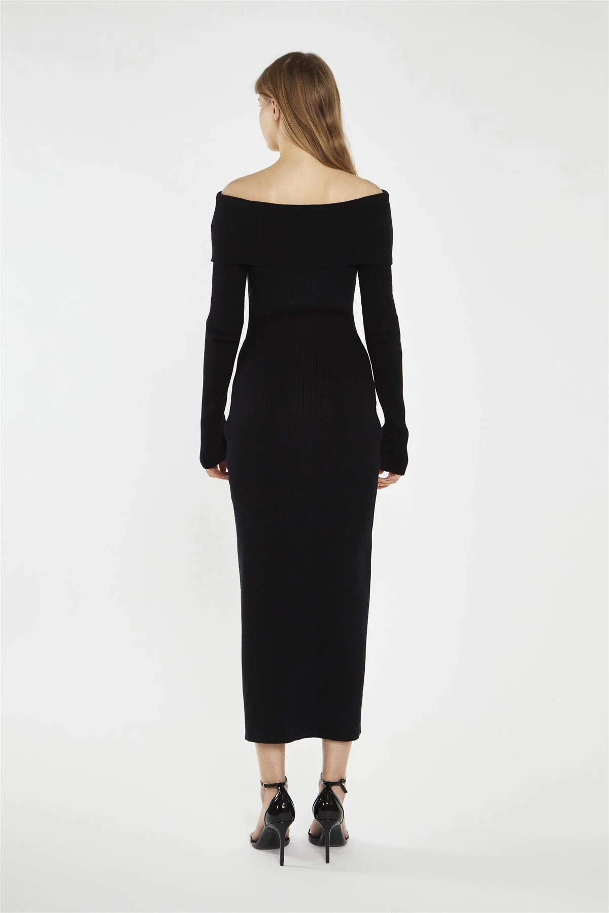 Black Bardot Knitted Midi-Dress - Image 2