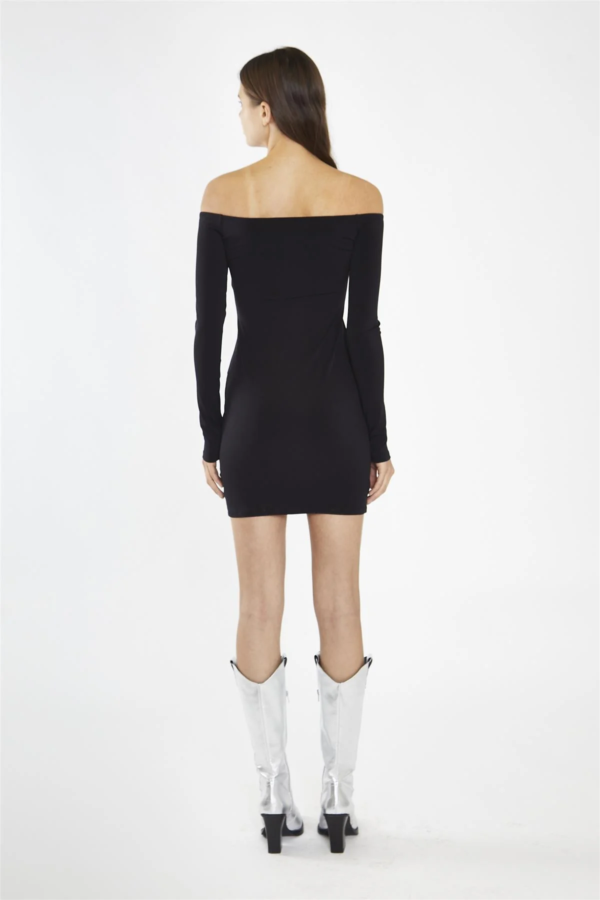 Black Bardot Mini-Dress - Image 2