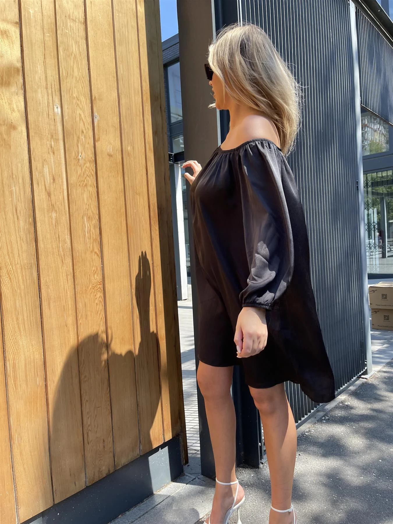 Black Bardot Mini-Dress - Image 4