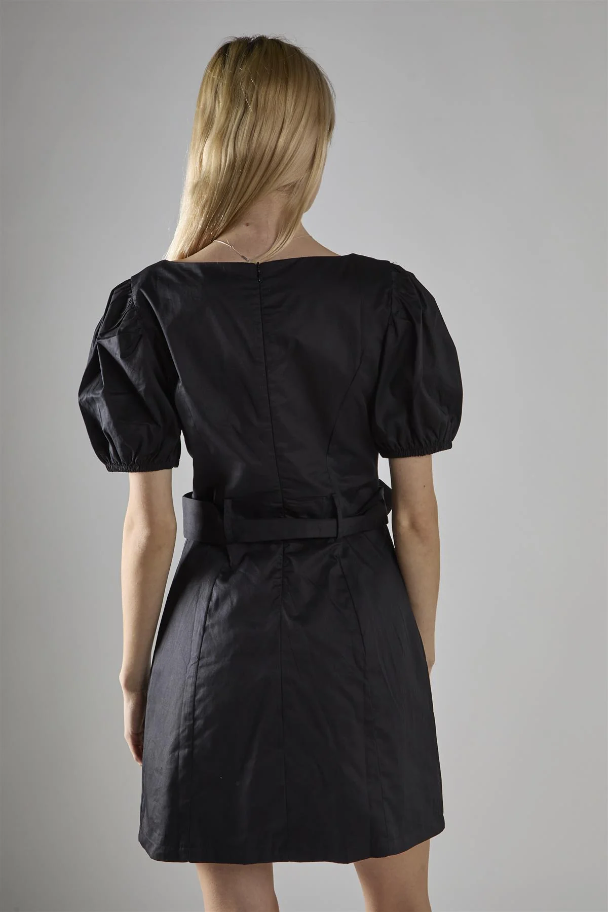 Black Belted Peplum Mini-Dress - Image 2