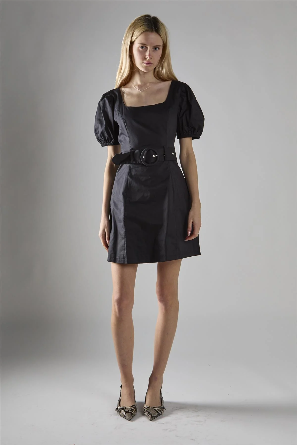 Black Belted Peplum Mini-Dress - Image 5