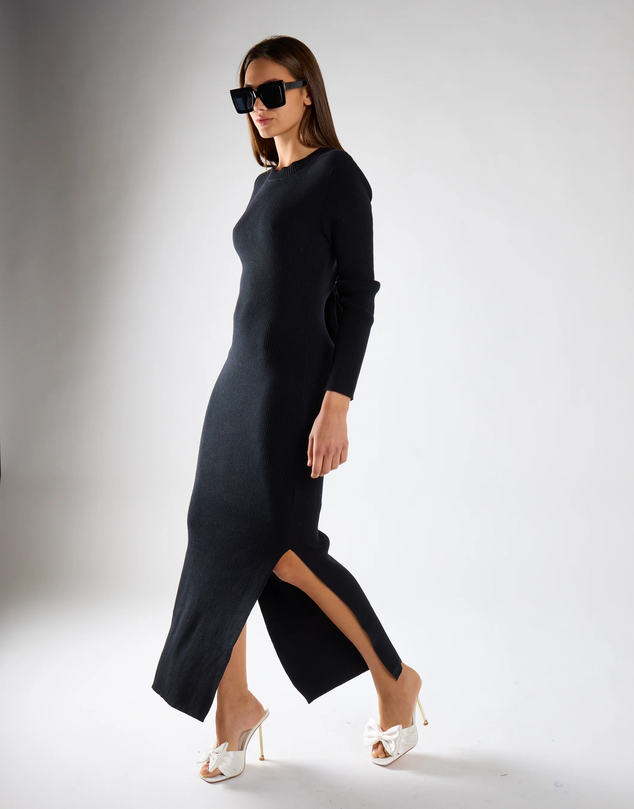 Black Bow-Back Maxi Dress - Image 3