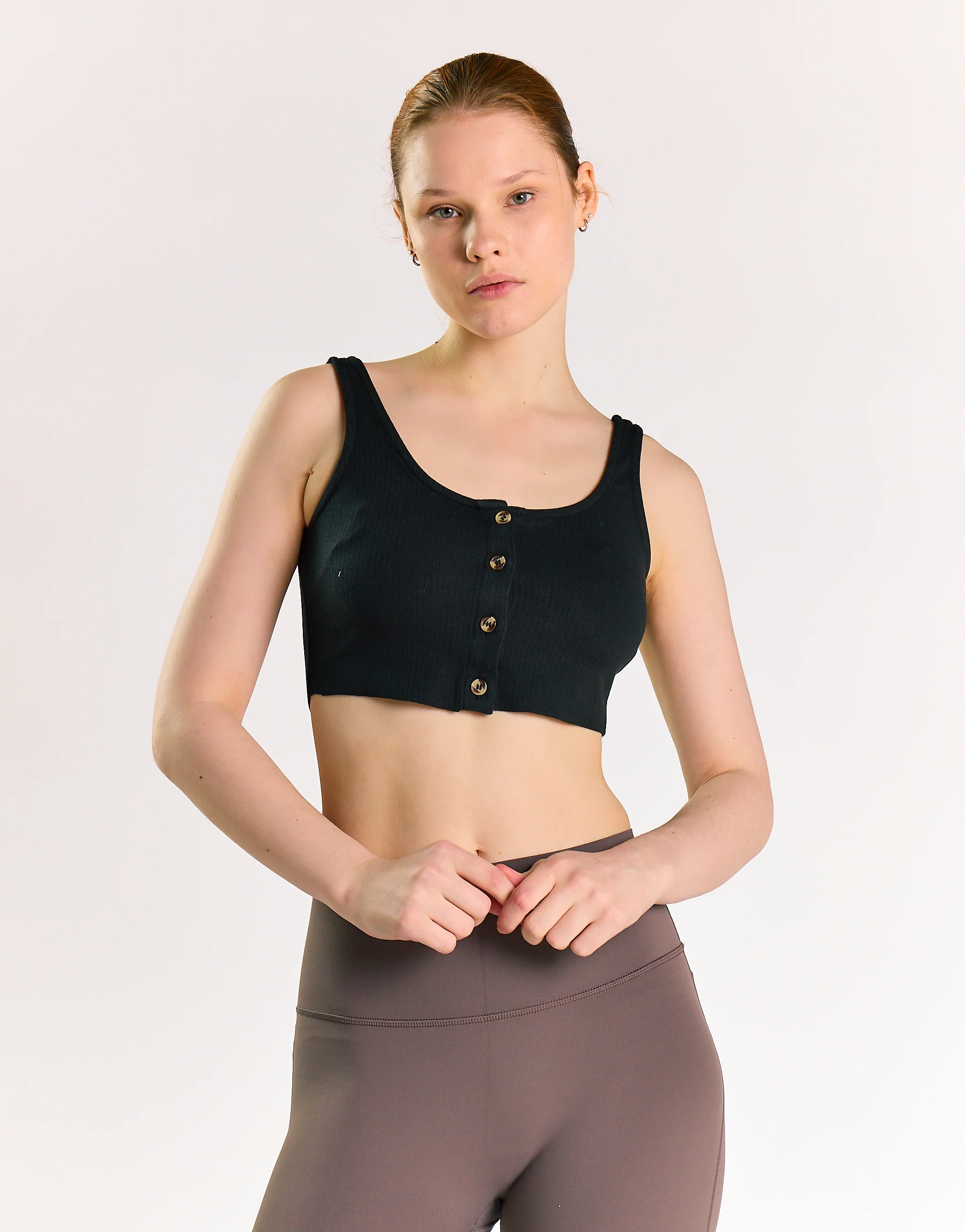 Black Button-Front Crop-Top - Image 4