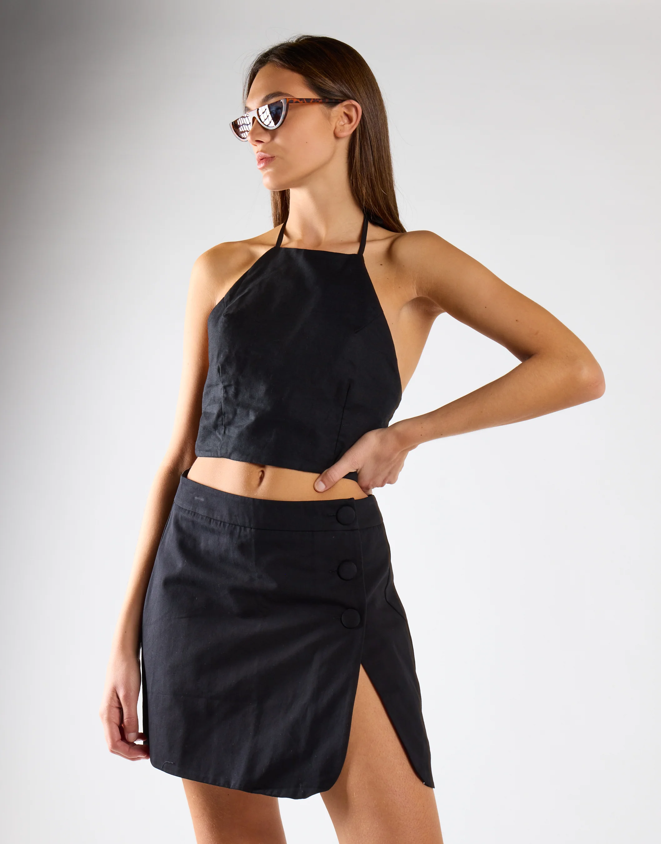 Black Button-Up Mini Skirt - Image 3