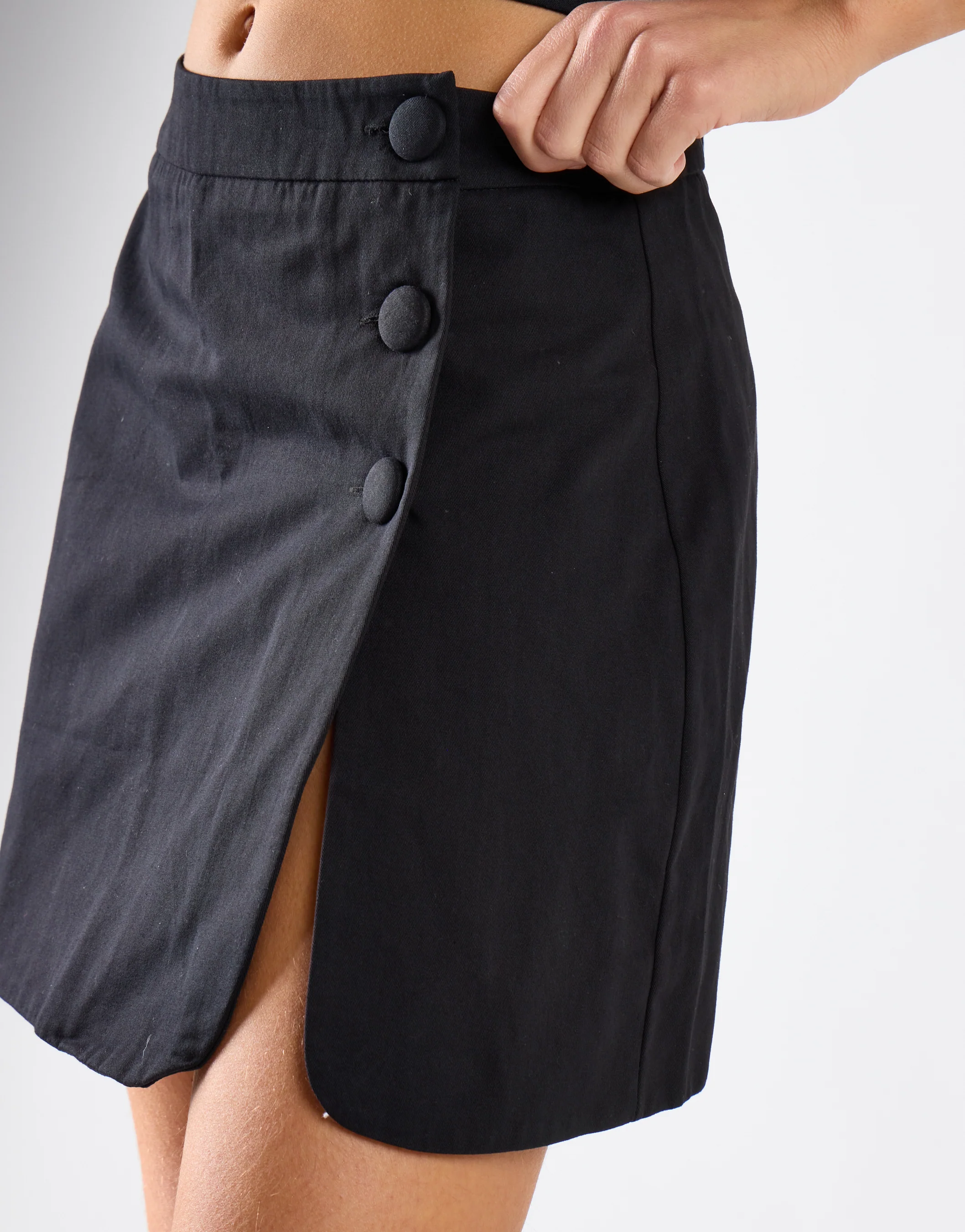 Black Button-Up Mini Skirt - Image 4
