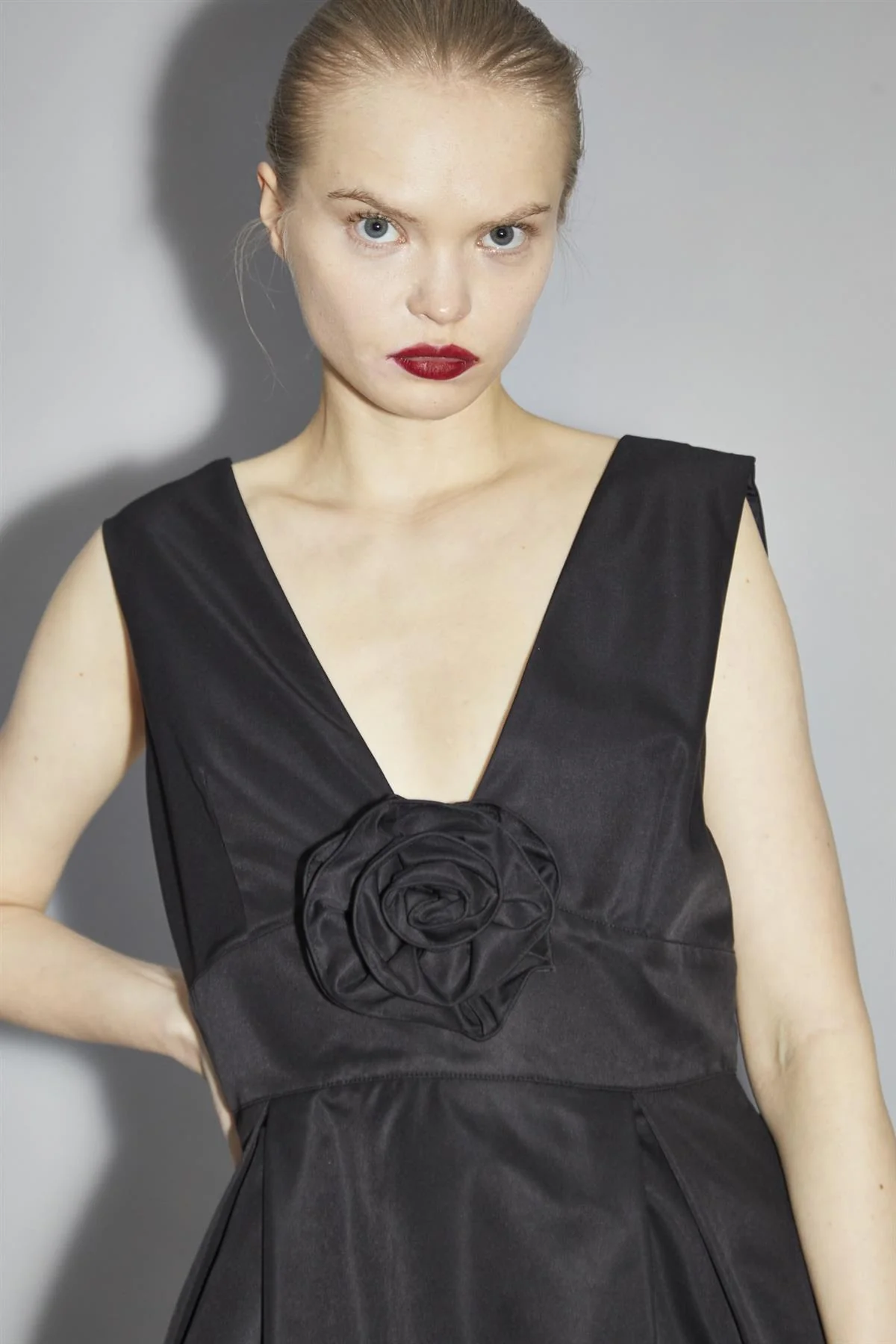 Black Corsage Skater Mini-Dress - Image 4