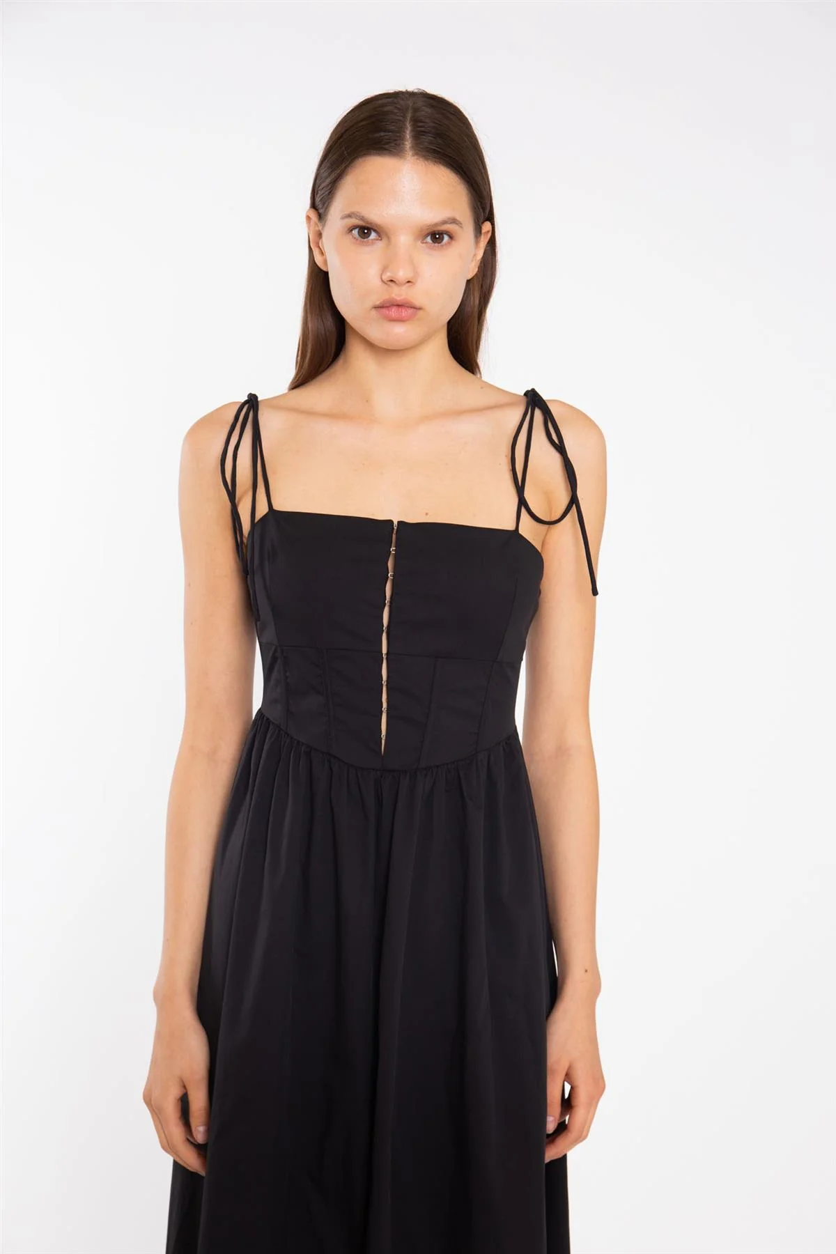 Black Corset Front Maxi-Dress - Image 3
