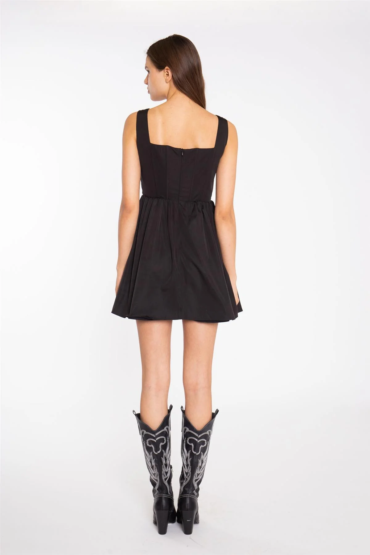 Black Corset Skater Mini-Dress - Image 2
