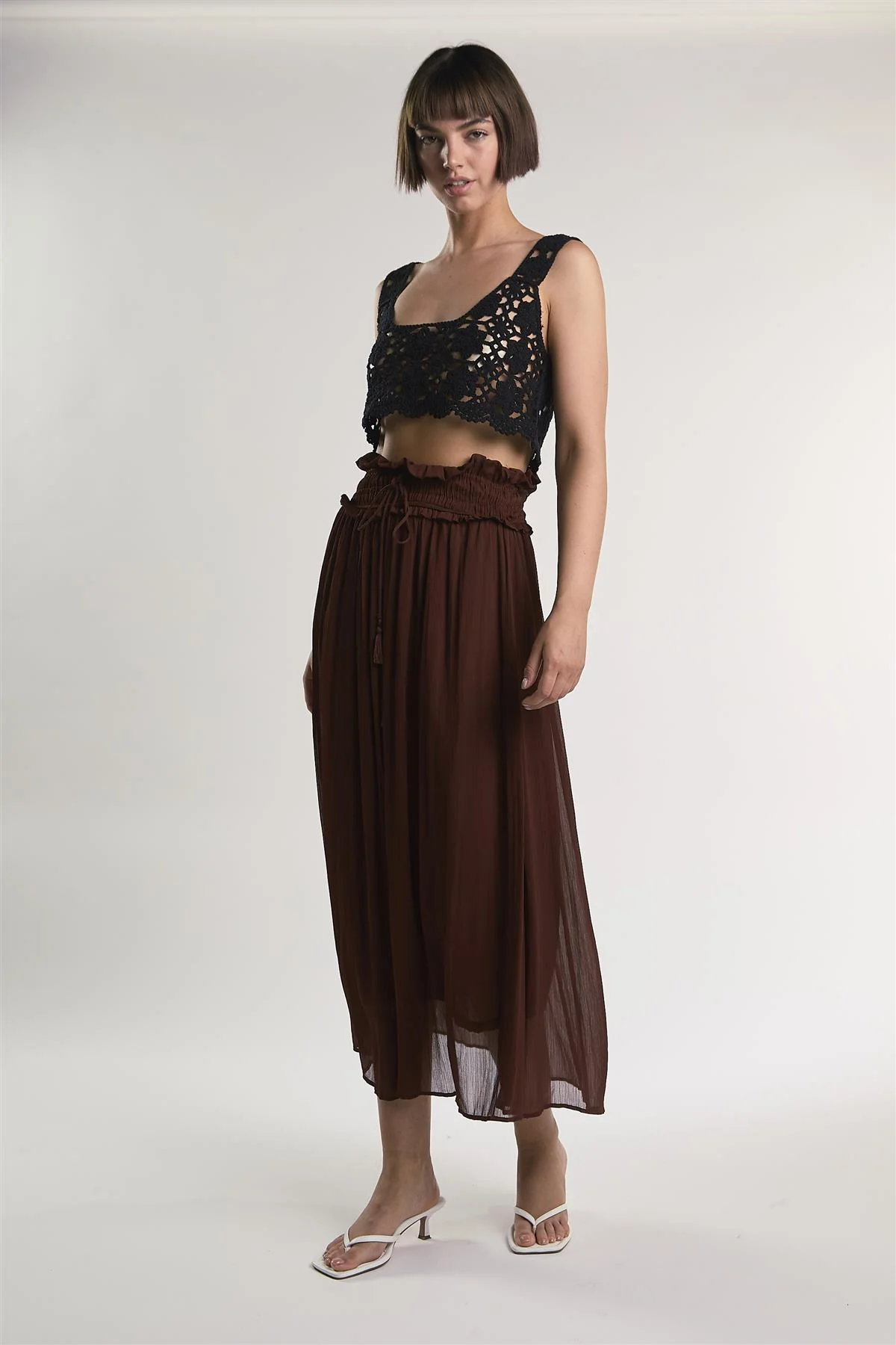 Black Crochet Crop-Top