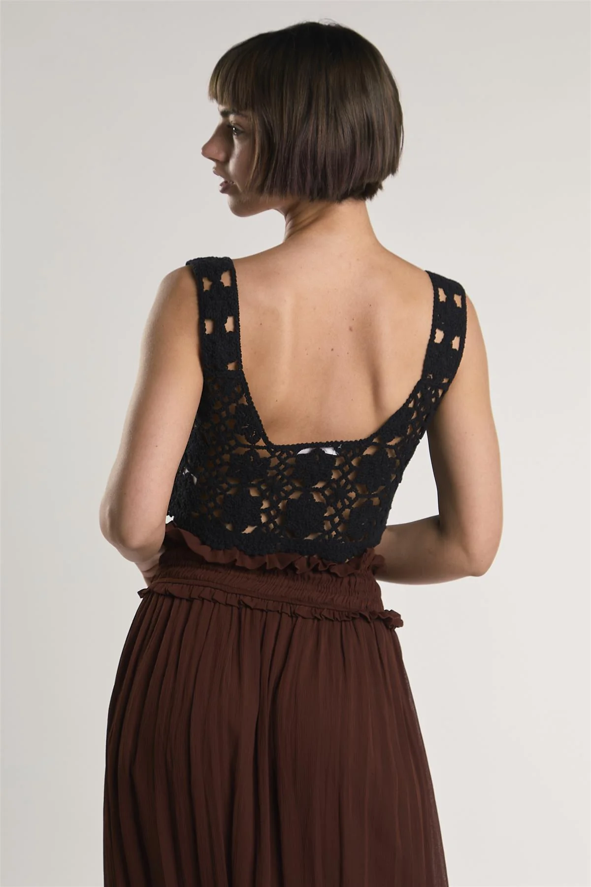 Black Crochet Crop-Top - Image 2