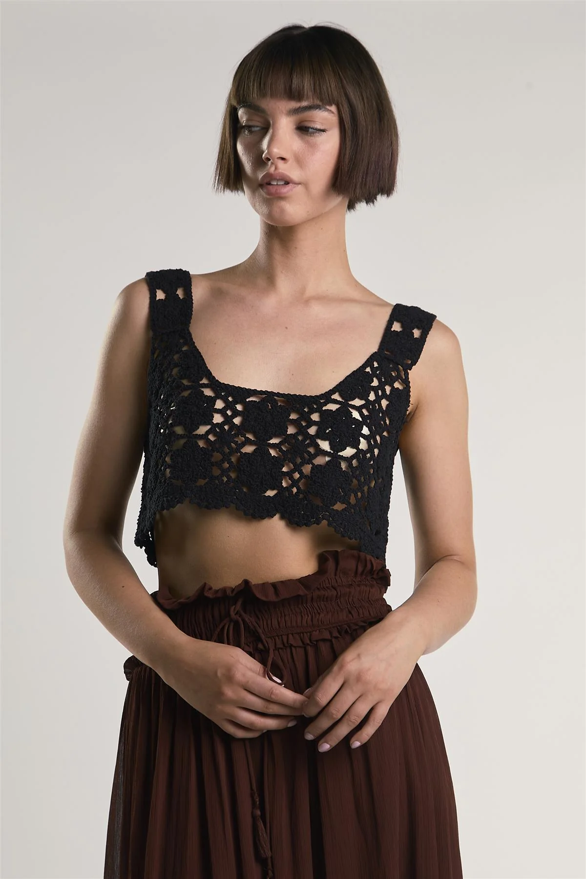 Black Crochet Crop-Top - Image 3