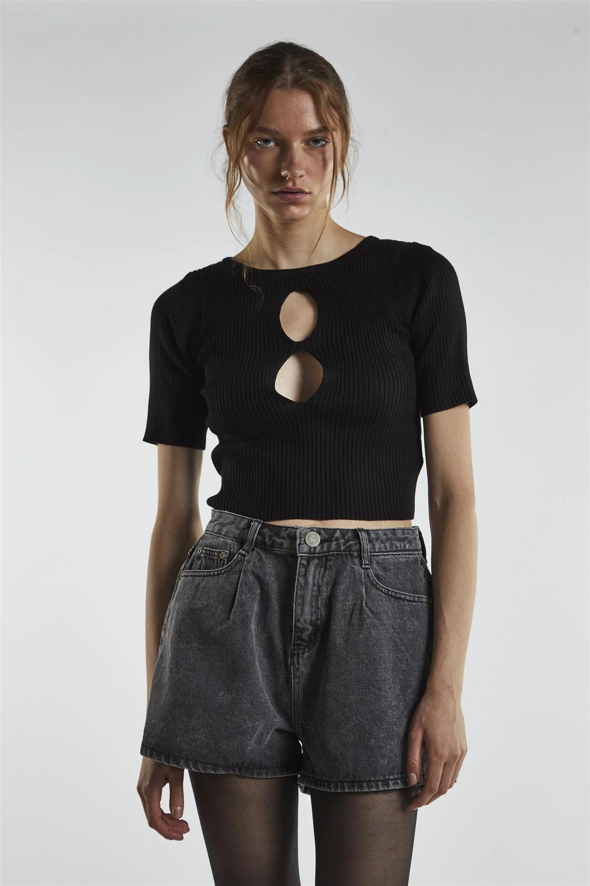 Black Cut-Out Crop-Top - Image 3