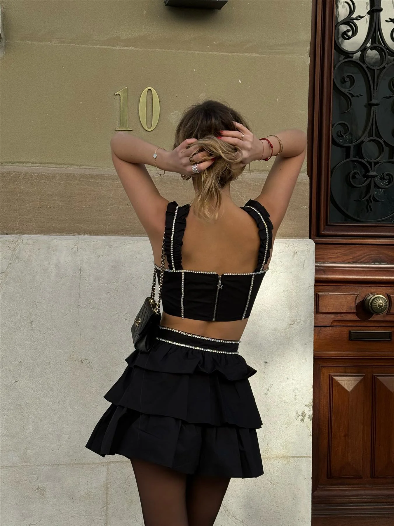 Black Diamante-Trim Corset-Top - Image 4