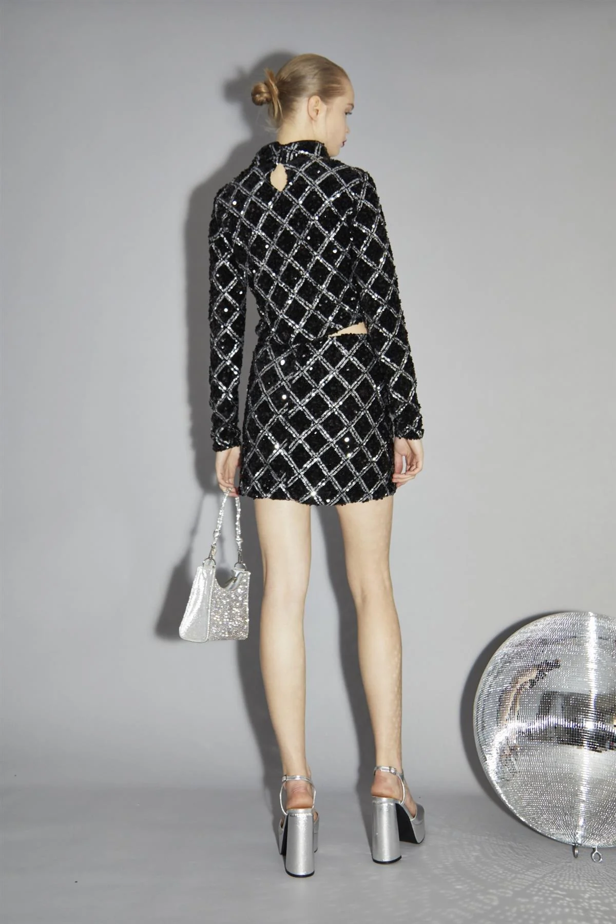Black Diamond-Sequin High Neck Top - Image 2