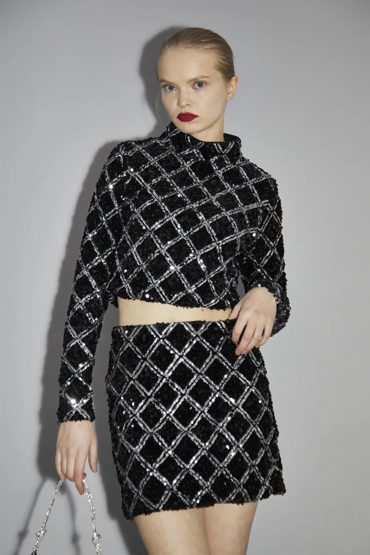 Black Diamond-Sequin Mini-Skirt - Image 3