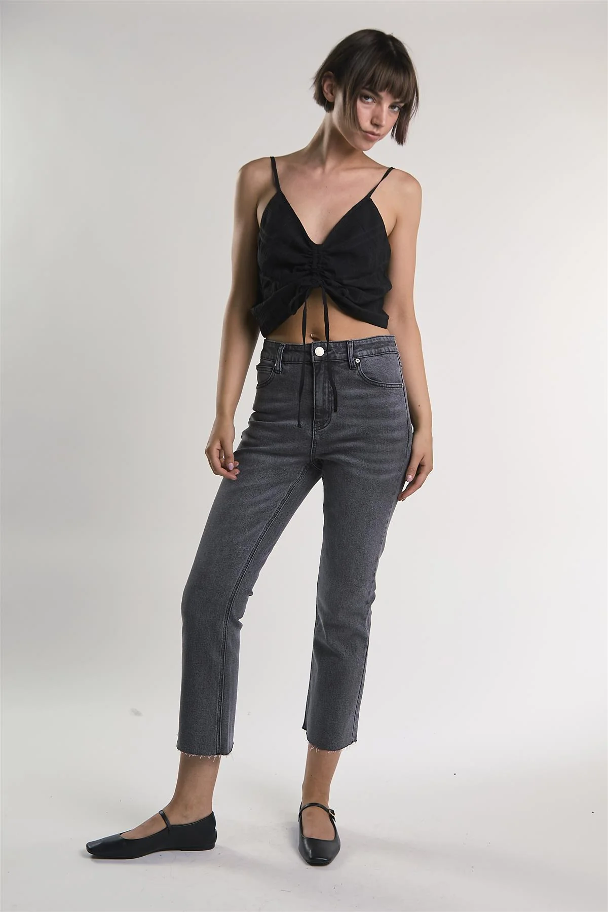 Black Gathered Sleeveless Crop-Top - Image 5