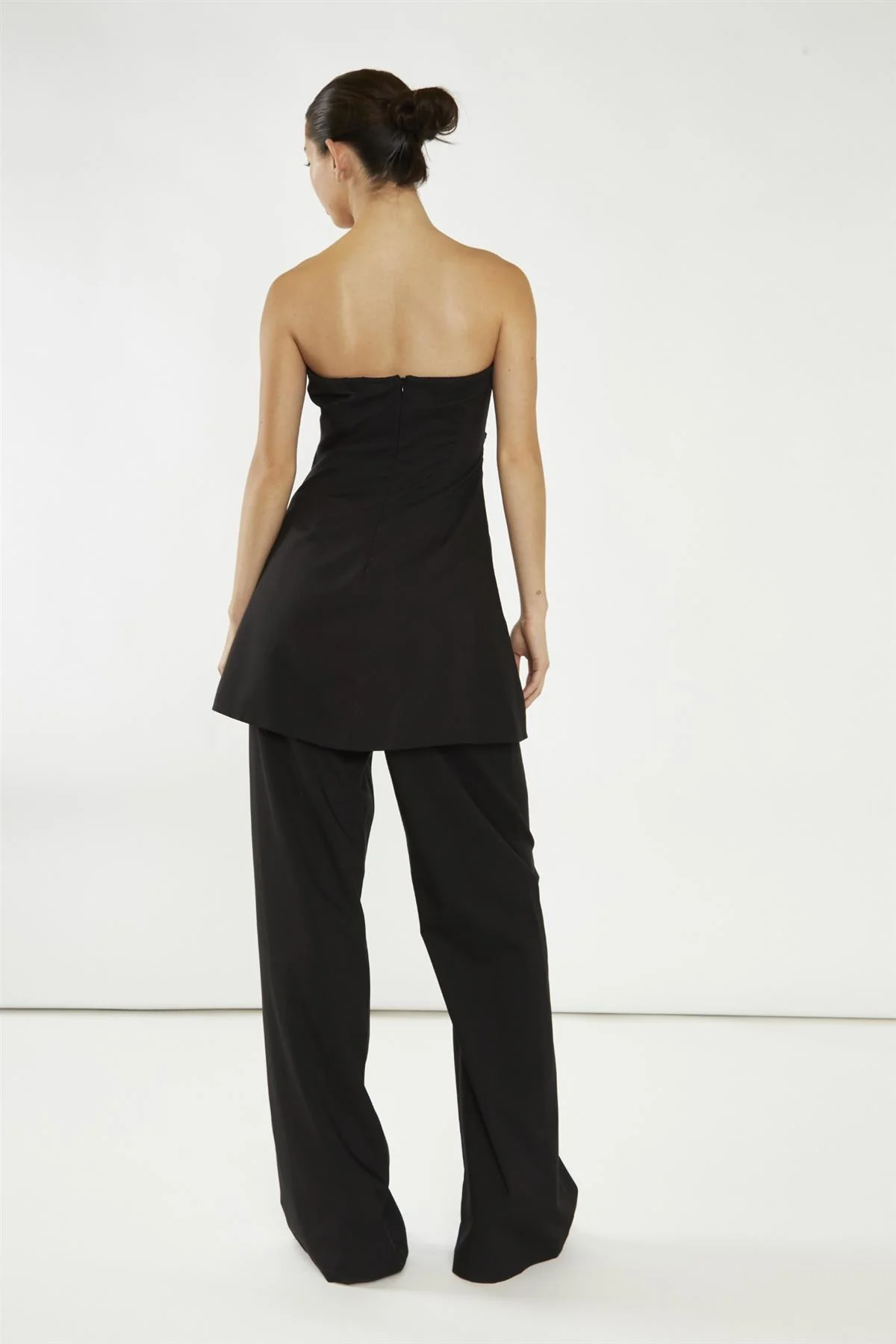 Black Gathered Waist Longline-Top - Image 2