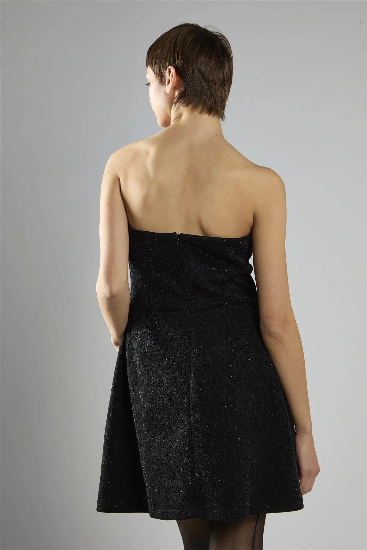 Black-Glitter A-Line Bandeau Mini-Dress - Image 2