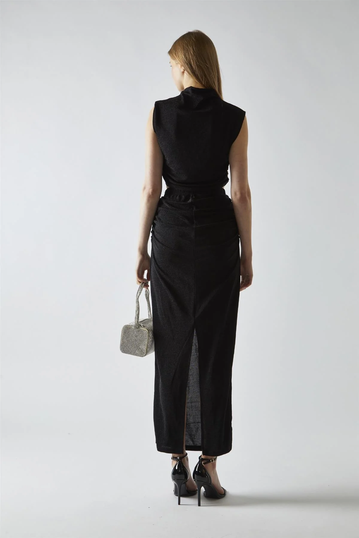 Black-Glitter High-neck Crop-Top - Image 2
