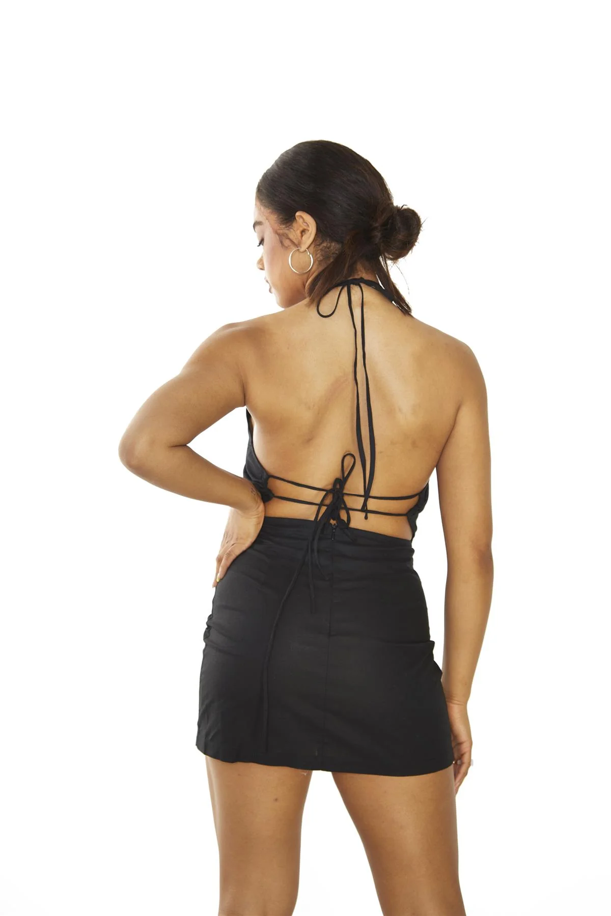 Black Halterneck Mini-Dress - Image 2