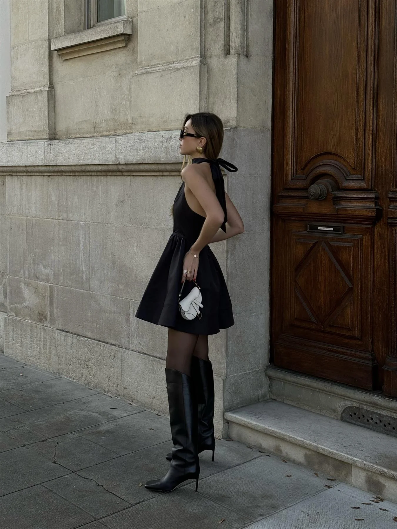 Black Harper Halterneck Mini-Dress - Image 3