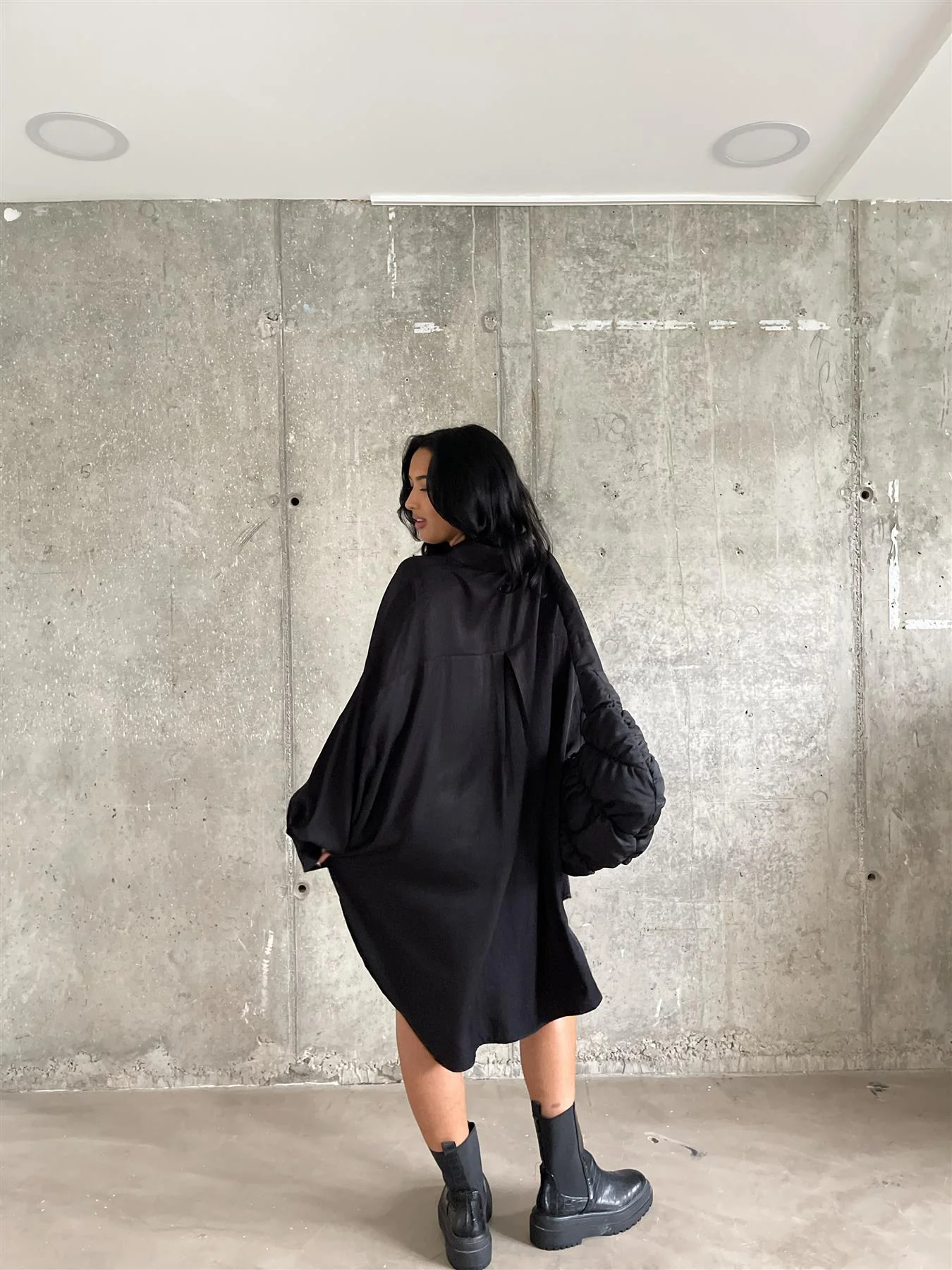 Black Hi-Low Shirt-Dress - Image 4