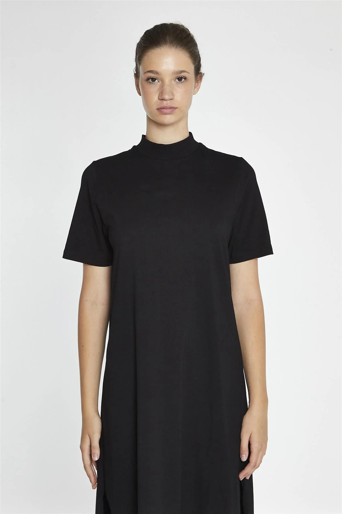 Black High-Neck T-Shirt Midi-Dress - Image 3