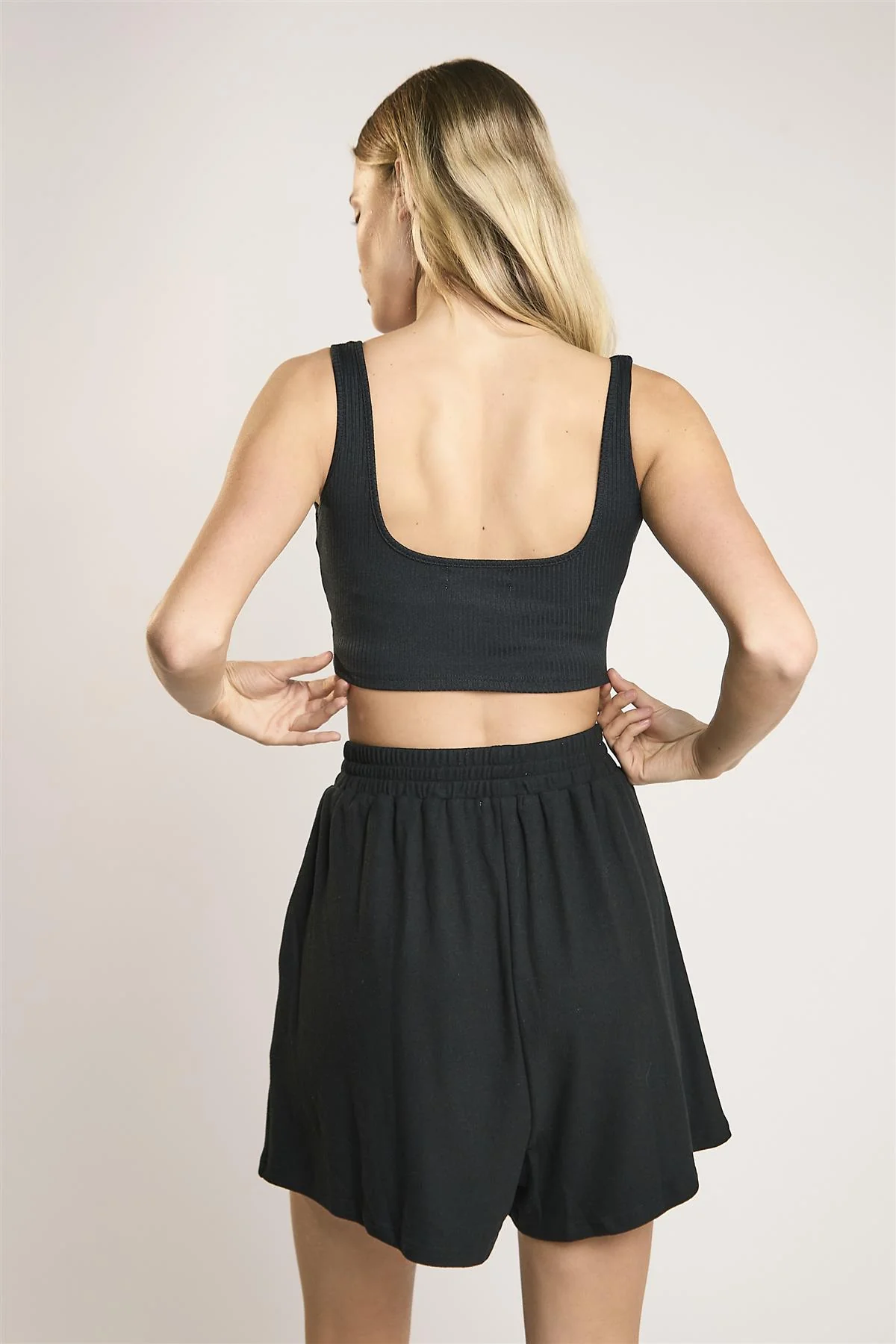 Black High Waist Mini-Shorts - Image 2