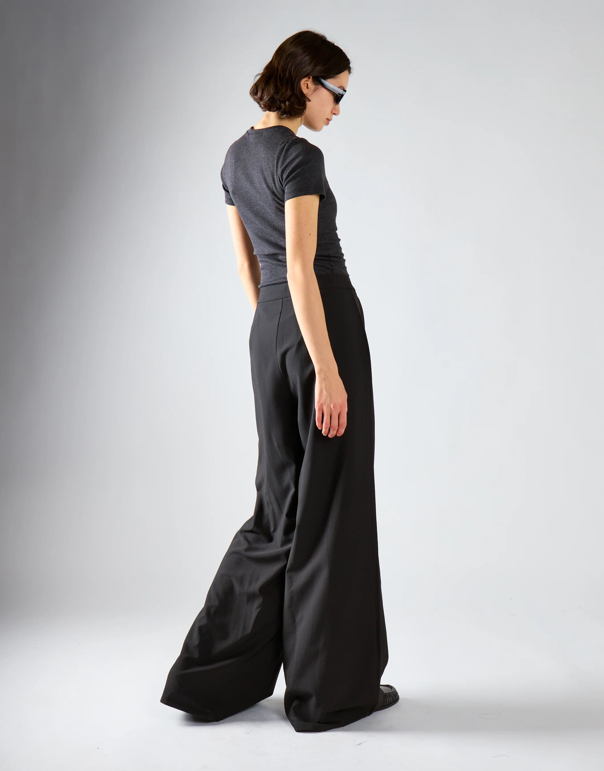 Black High-Waisted Wide-Leg Trousers - Image 2